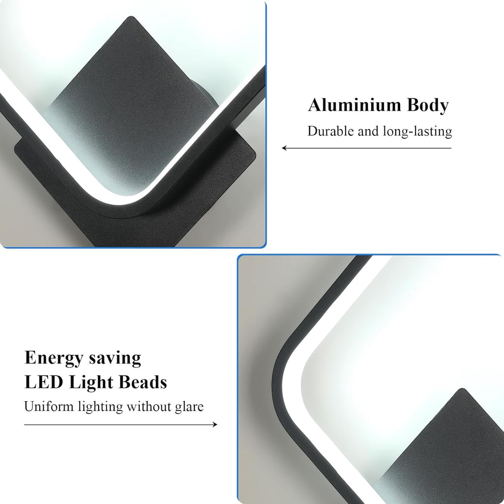 Wandleuchte - schwarzer Aluminiumrahmen, weißes Licht