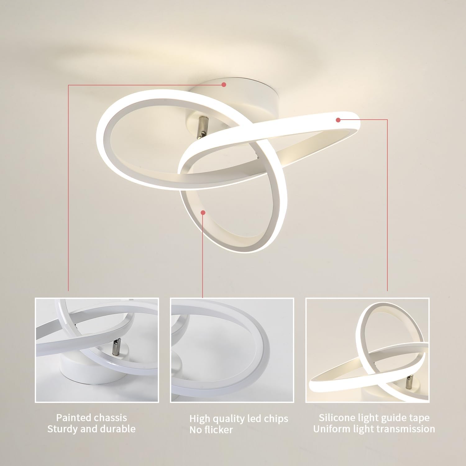 Ceiling Light - White Aluminium Frame, Natural Light