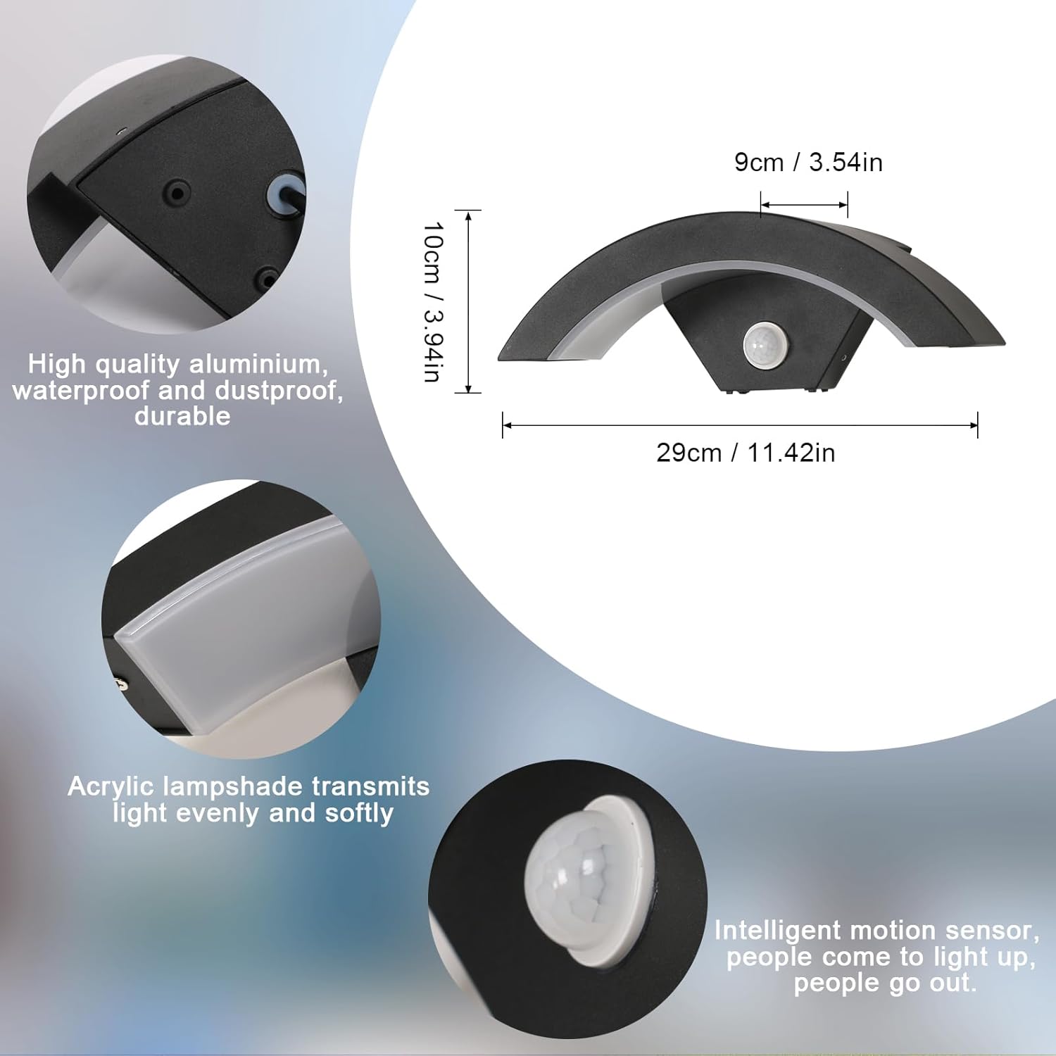 Wall Light - Black Metal Frame, White Light