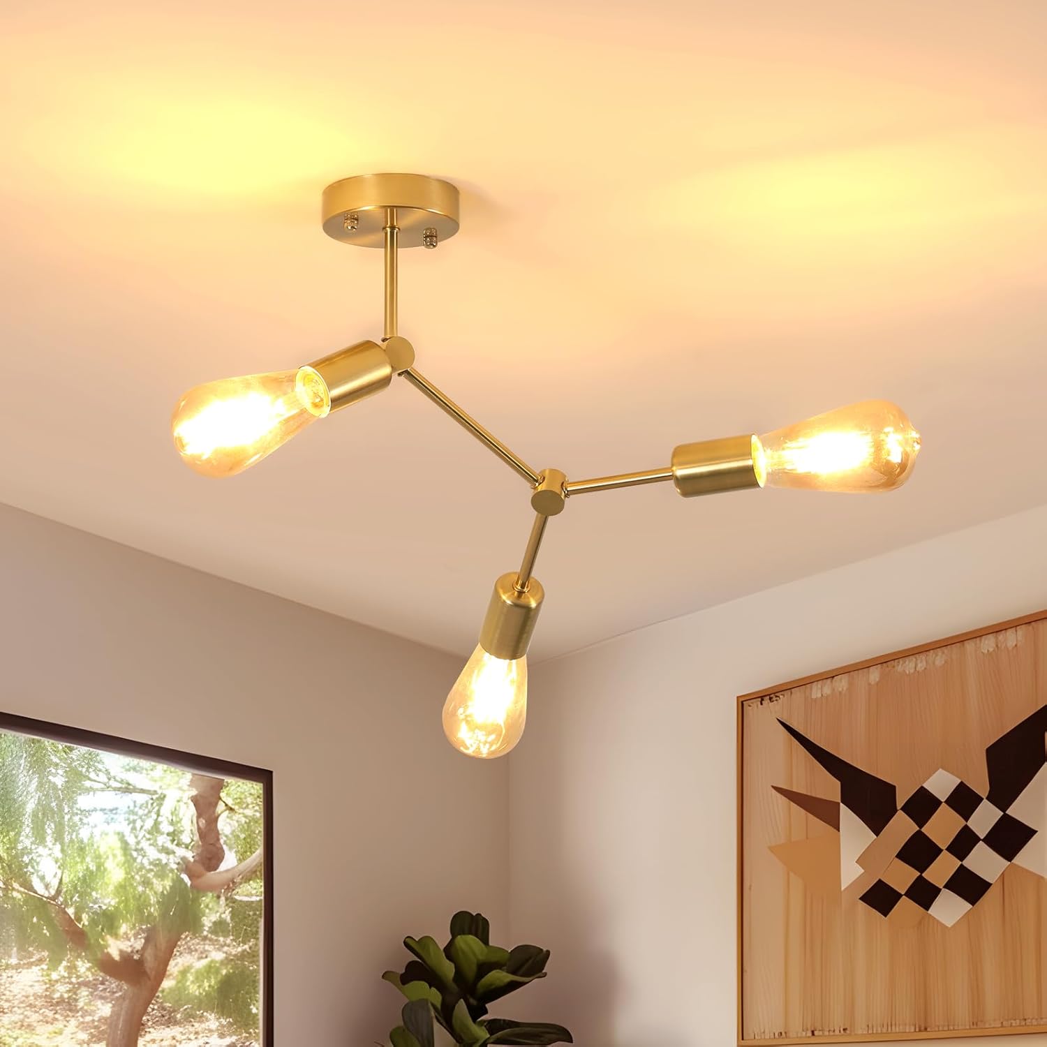 Ceiling Light - Gold Metal Frame