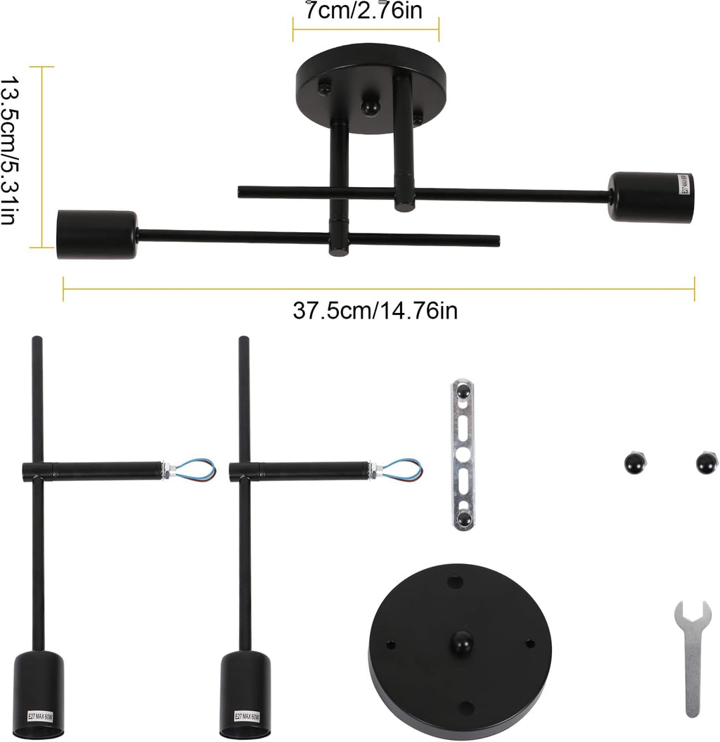 Ceiling Light - Black Metal Frame