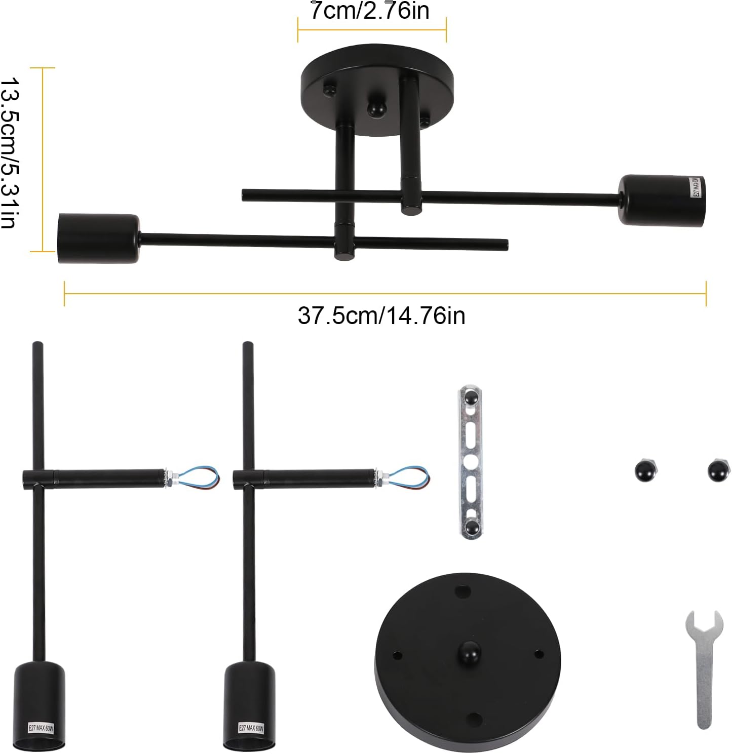 Ceiling Light - Black Metal Frame