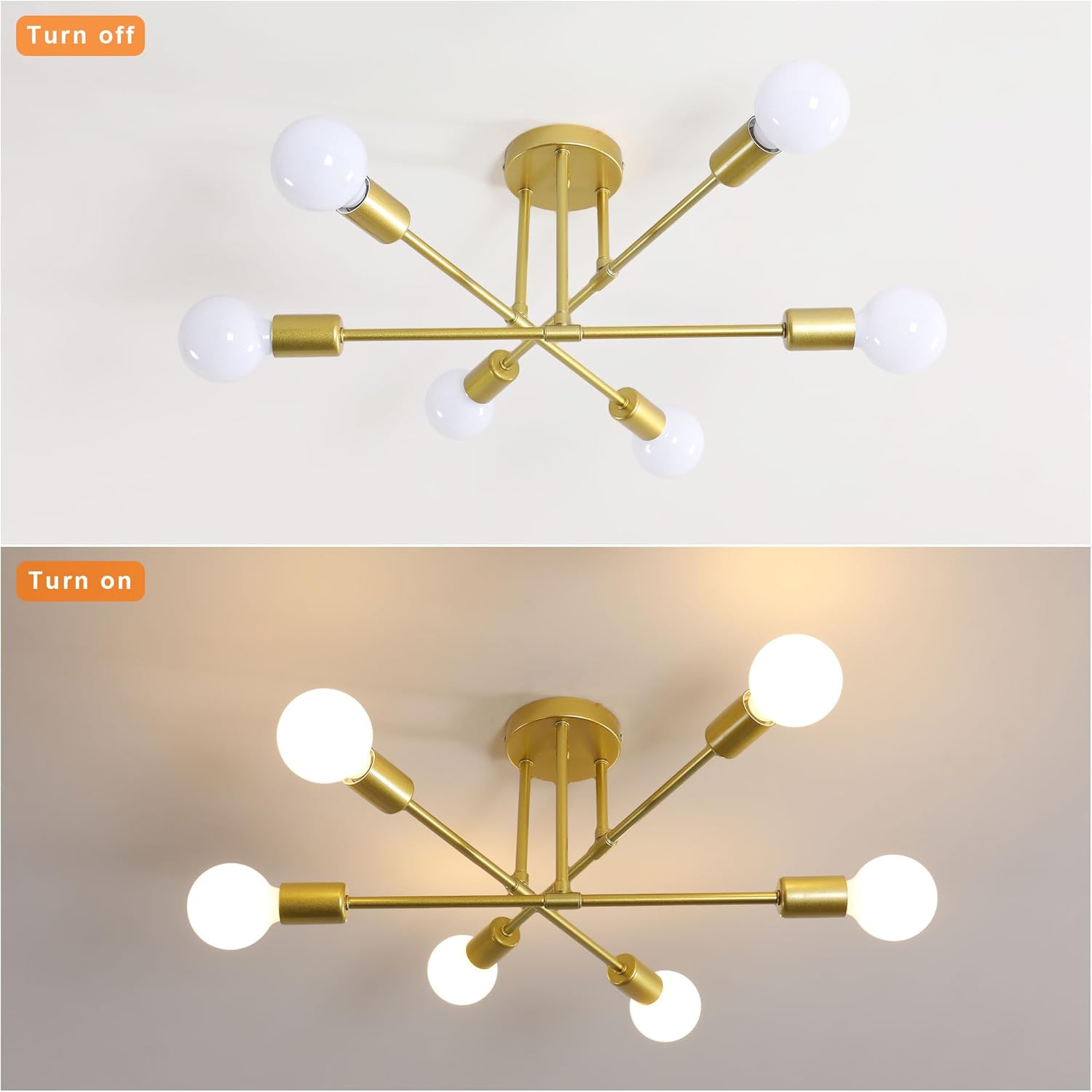 Ceiling Light - Gold Metal Frame