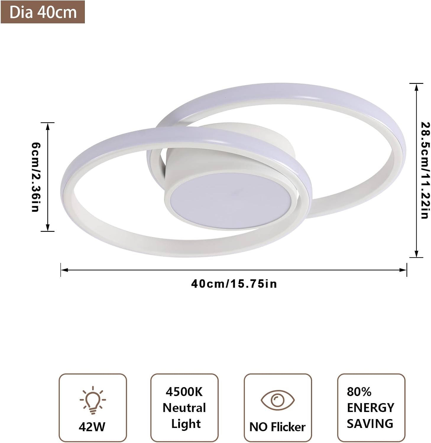 Ceiling Light - White Aluminium Frame, Natural Light