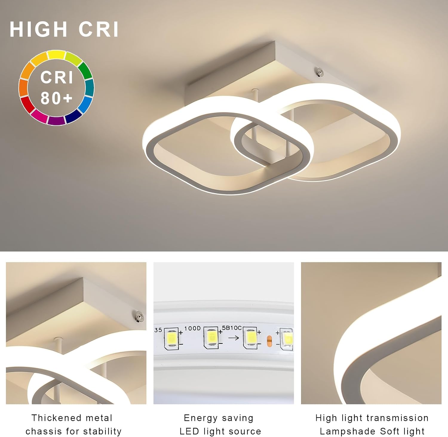 Ceiling Light - White Aluminium Frame, Natural Light