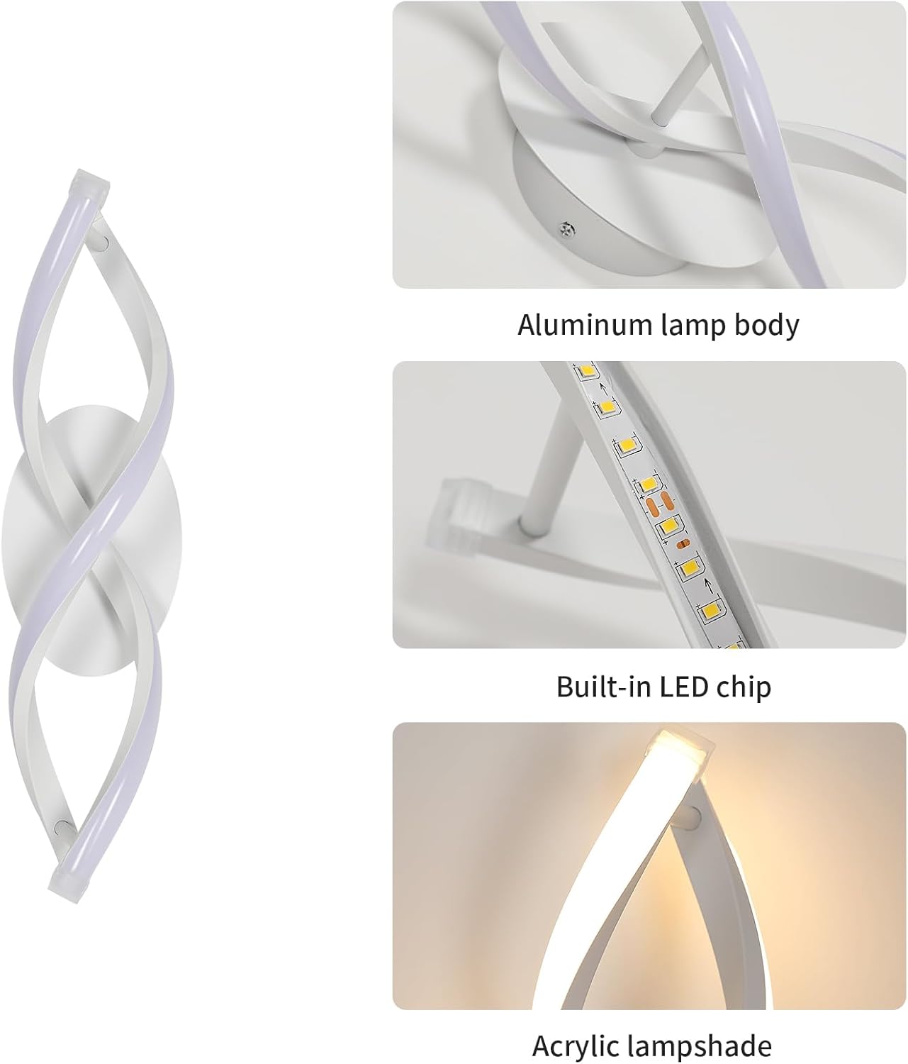 Wandleuchte - Weißer Aluminiumrahmen, warmes Licht