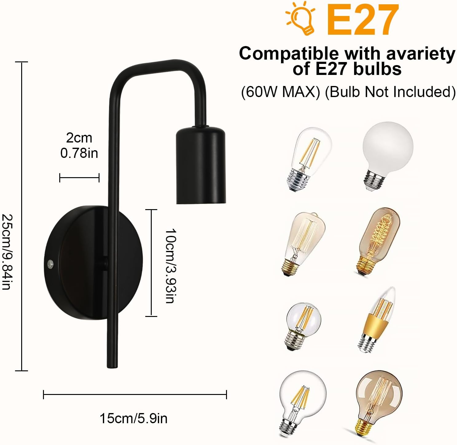 Wall Light - Black Metal Frame