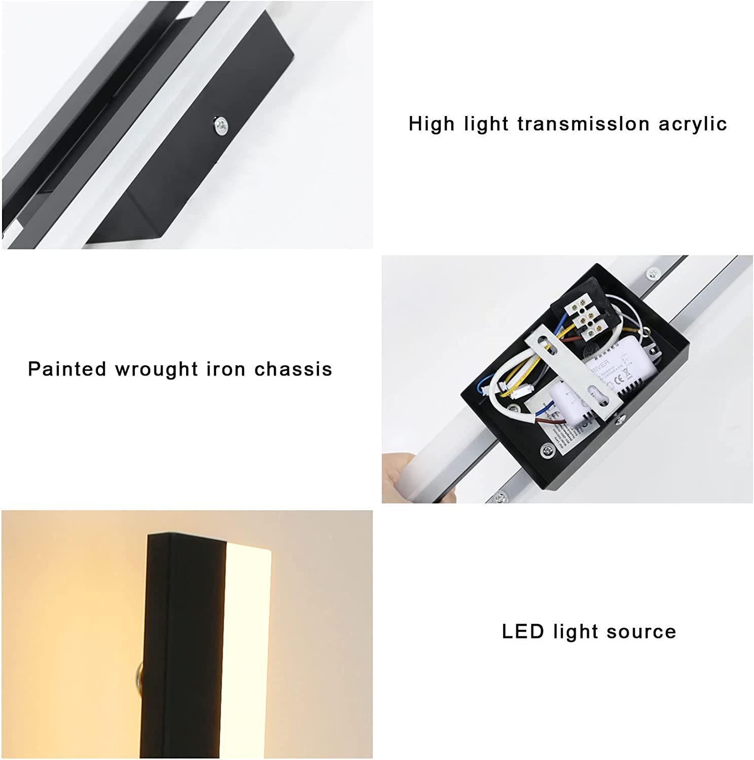 Wall Light - Black Acrylic Frame, Warm Light
