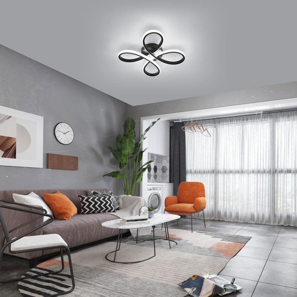 Ceiling Light - Black Aluminium Frame, White Light