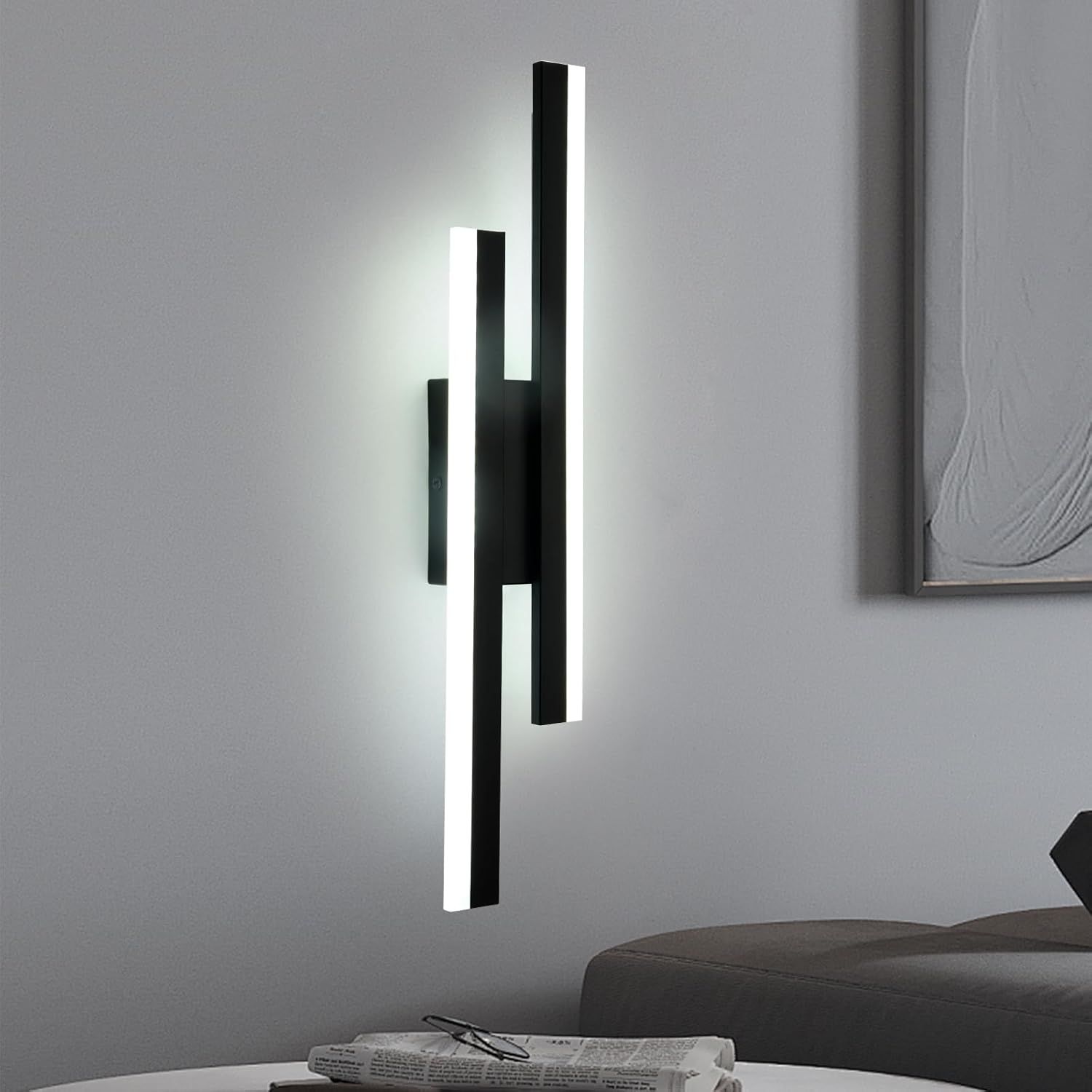 Wall Light - Black Acrylic Frame, White Light