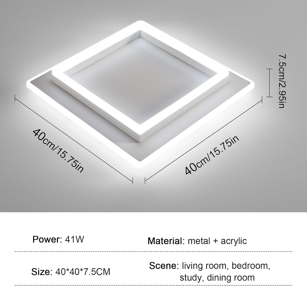 Ceiling Light - White Acrylic Frame, Tunable and Dimmable