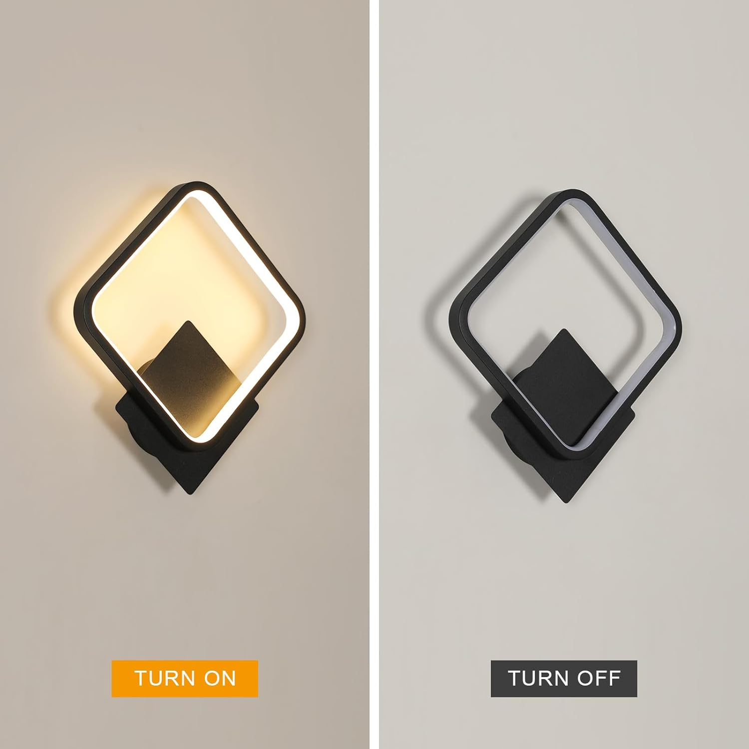 Wall Light - Black Aluminium Frame, Warm Light