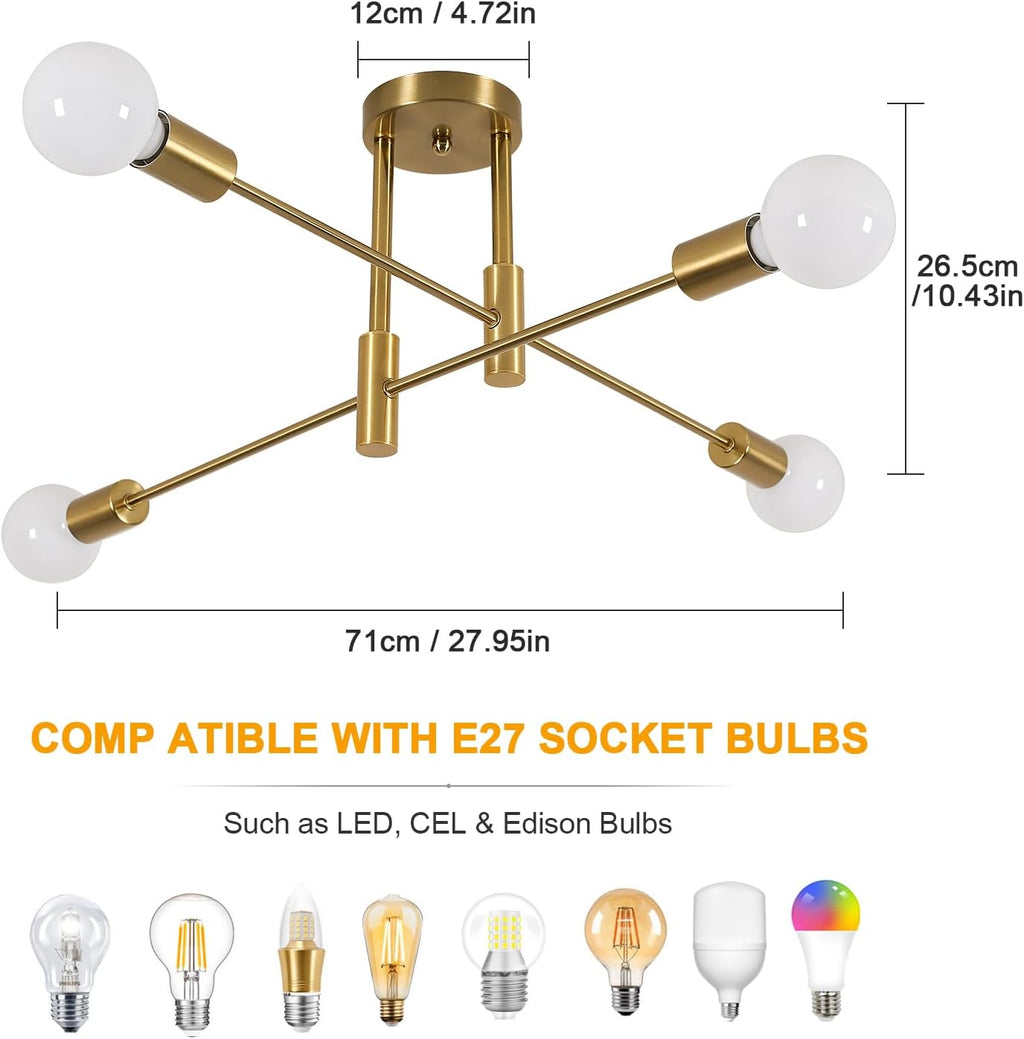 Ceiling Light - Gold Metal Frame