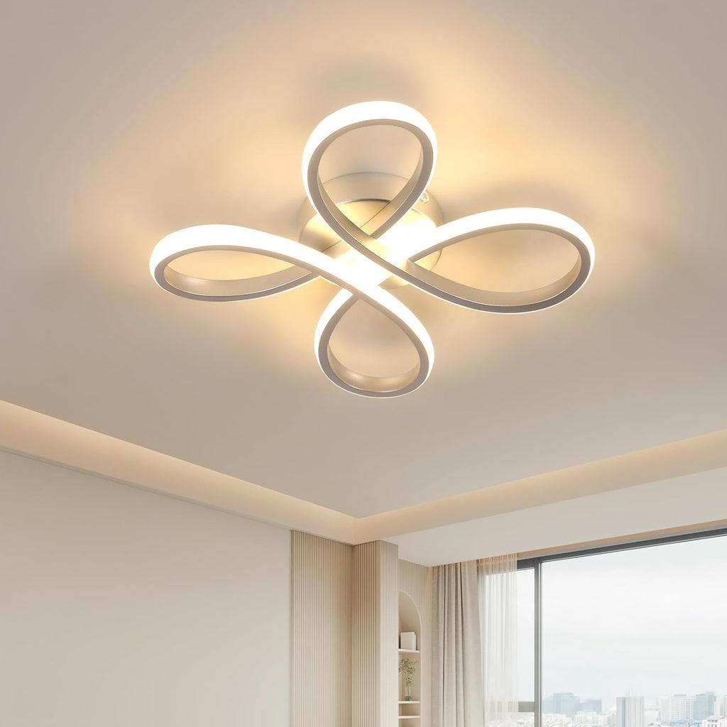 Ceiling Light - Silver Aluminium Frame, Warm Light
