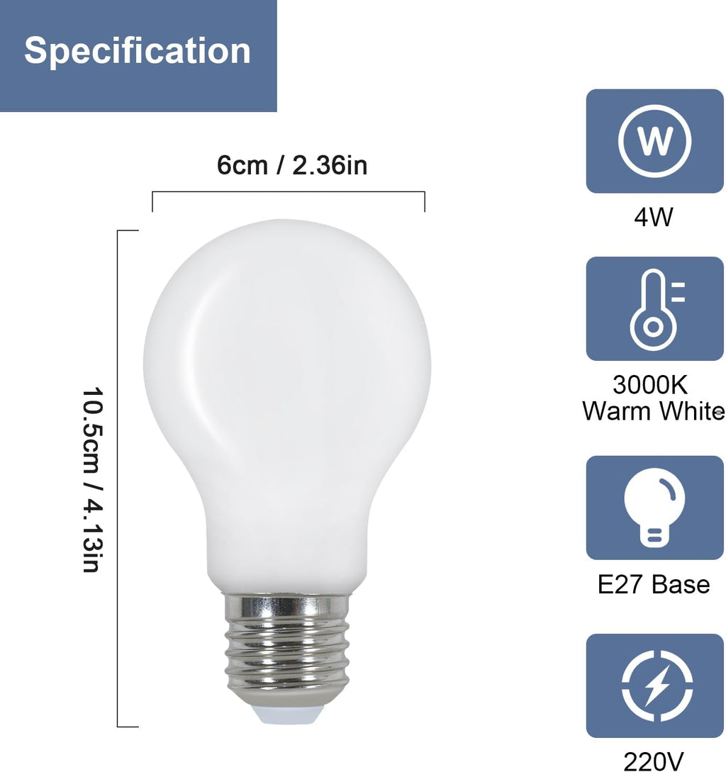 Lampadine a LED - Struttura in vetro bianco, Luce calda