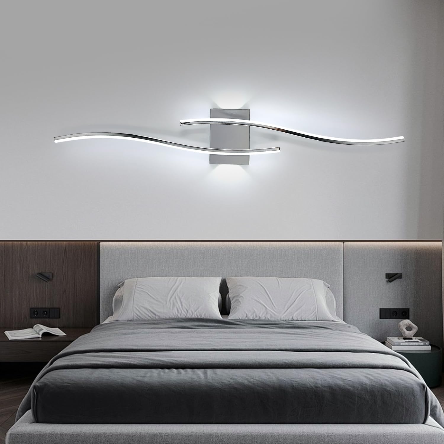 Wandleuchte - Rahmen aus verchromtem Aluminium, weißes Licht