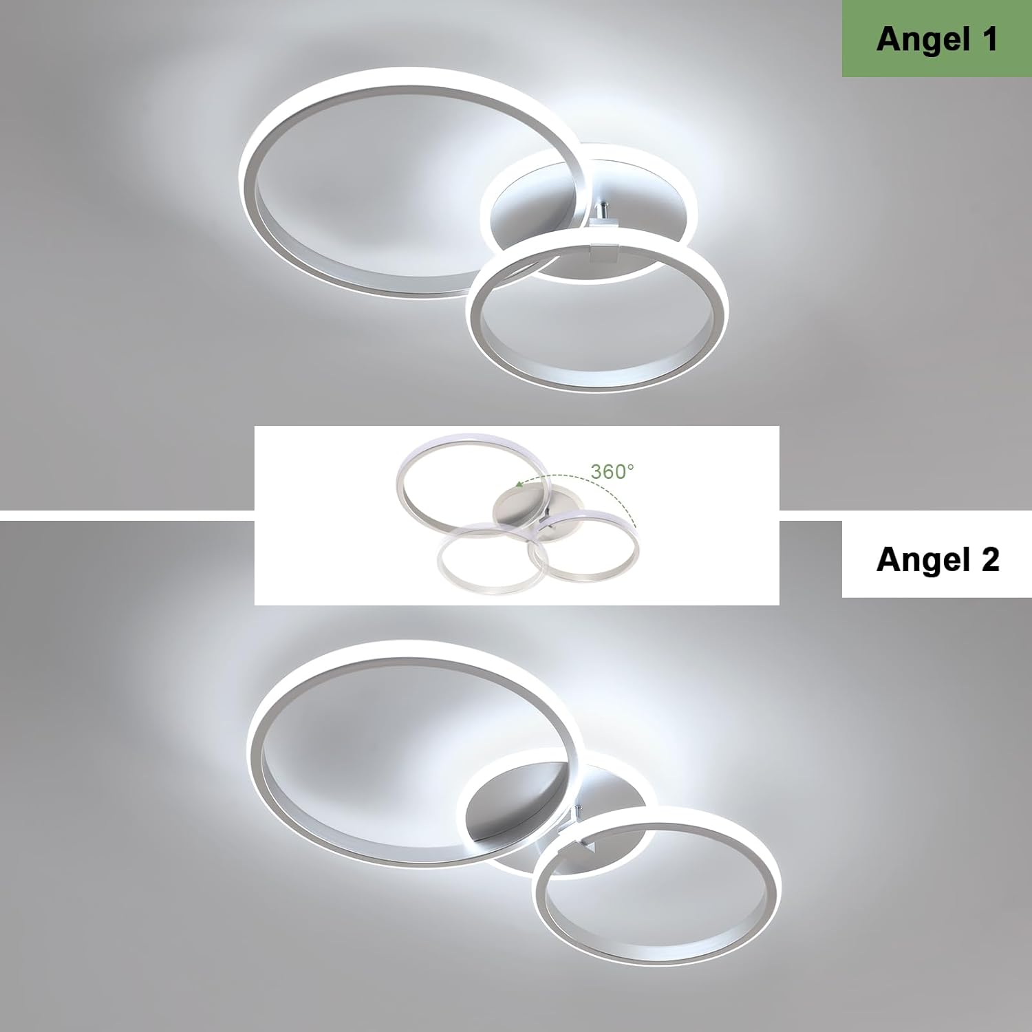 Ceiling Light - Silver Acrylic Frame, White Light