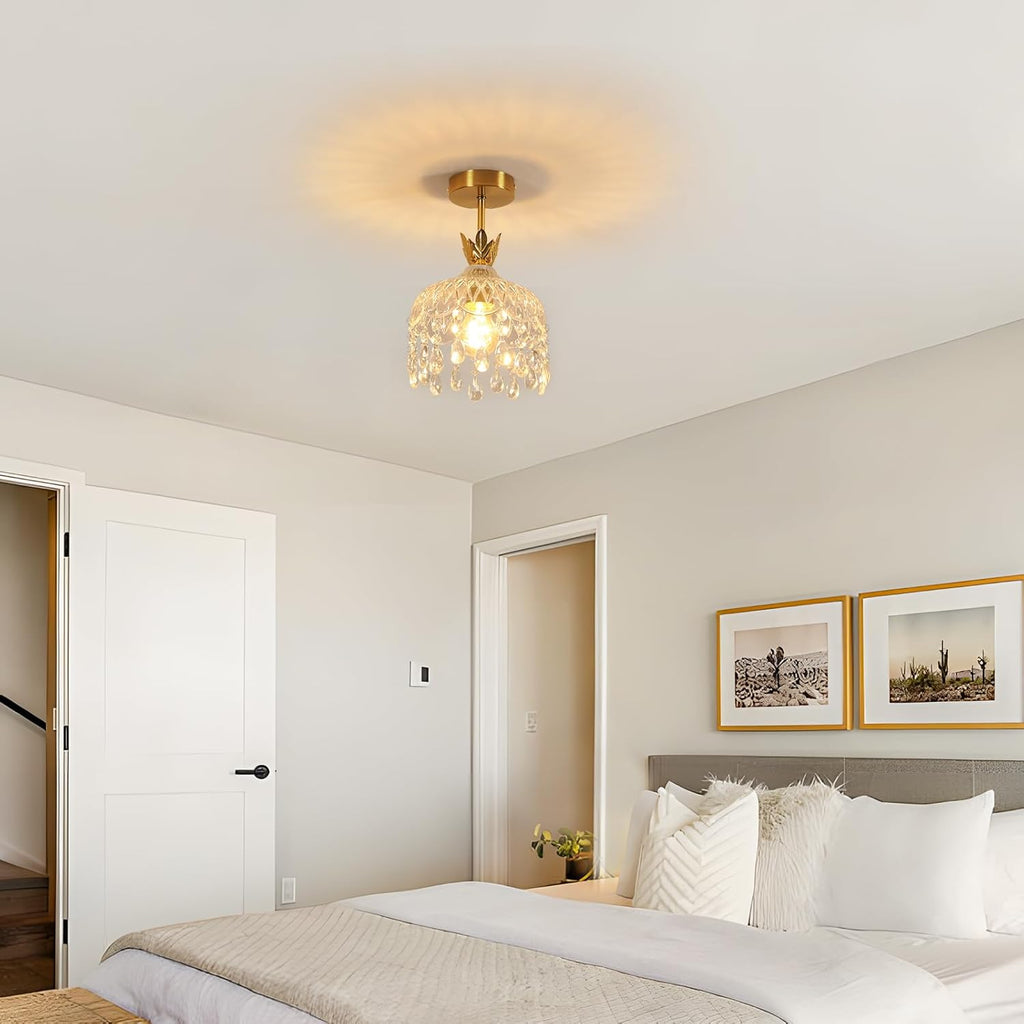 Chandeliers - Gold Glass Frame, Warm Light