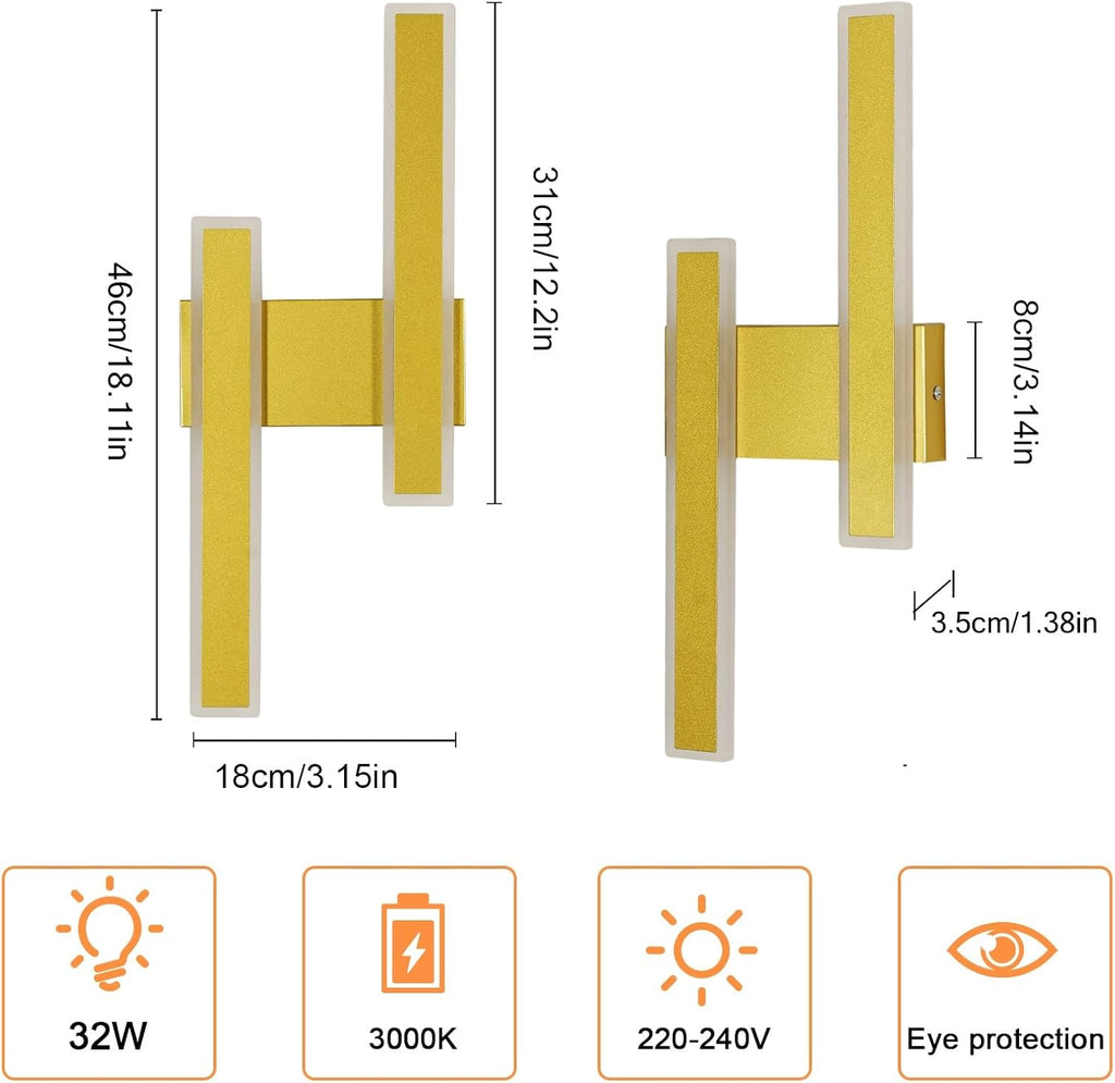 Wall Light - Gold Acrylic Frame, Warm Light