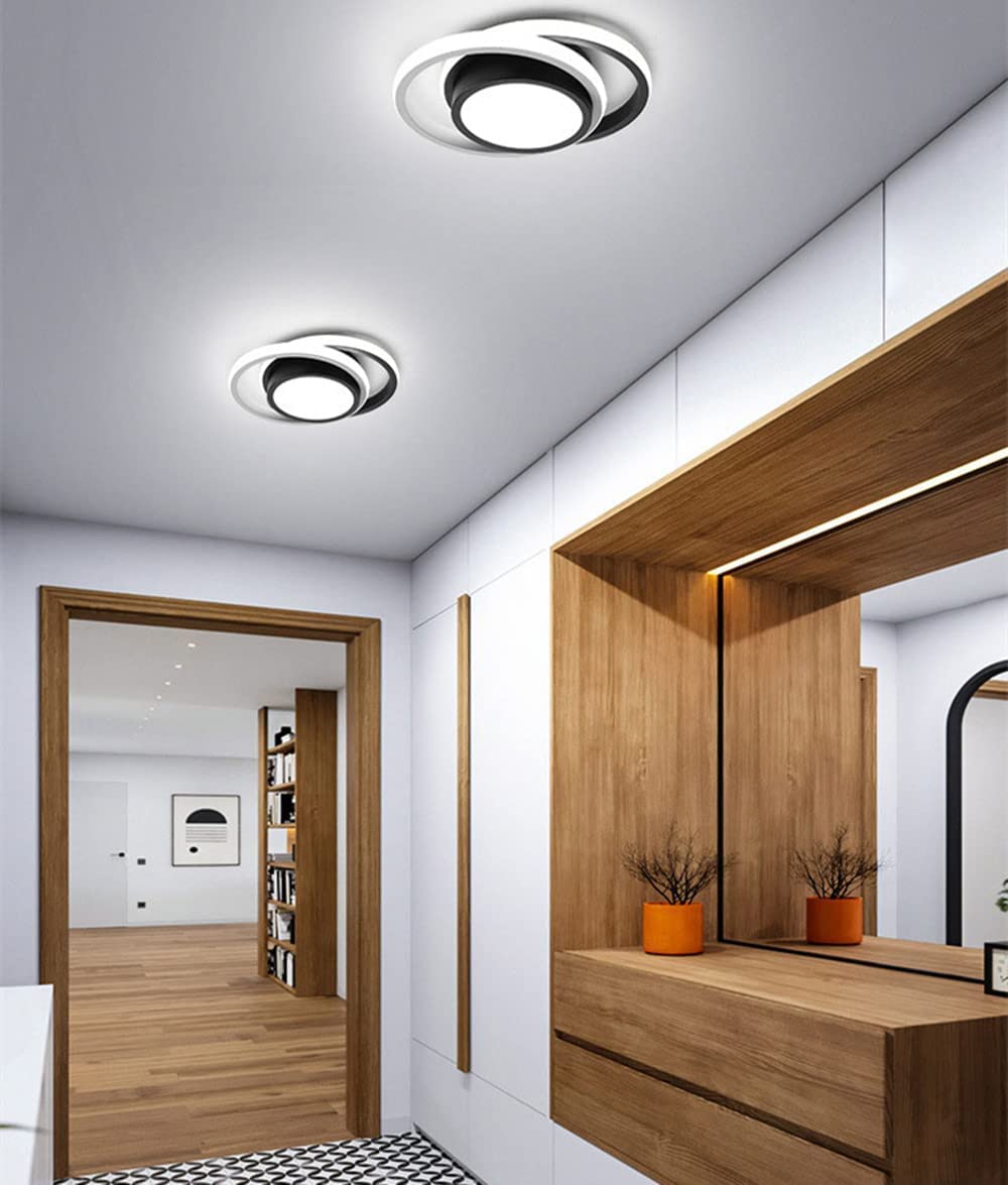 Ceiling Light - Black & White Aluminium Frame, White Light
