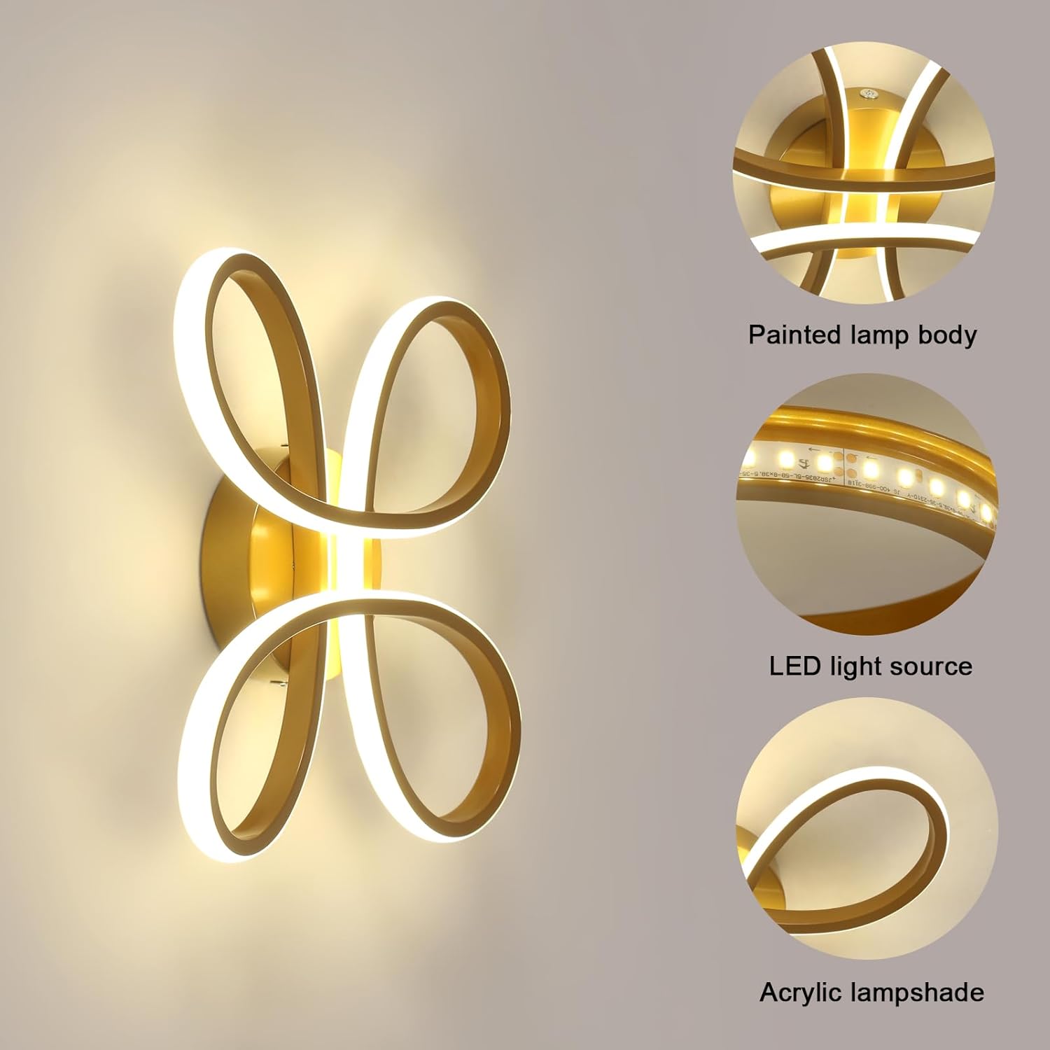 Deckenleuchte – Goldener Aluminiumrahmen, Naturlicht