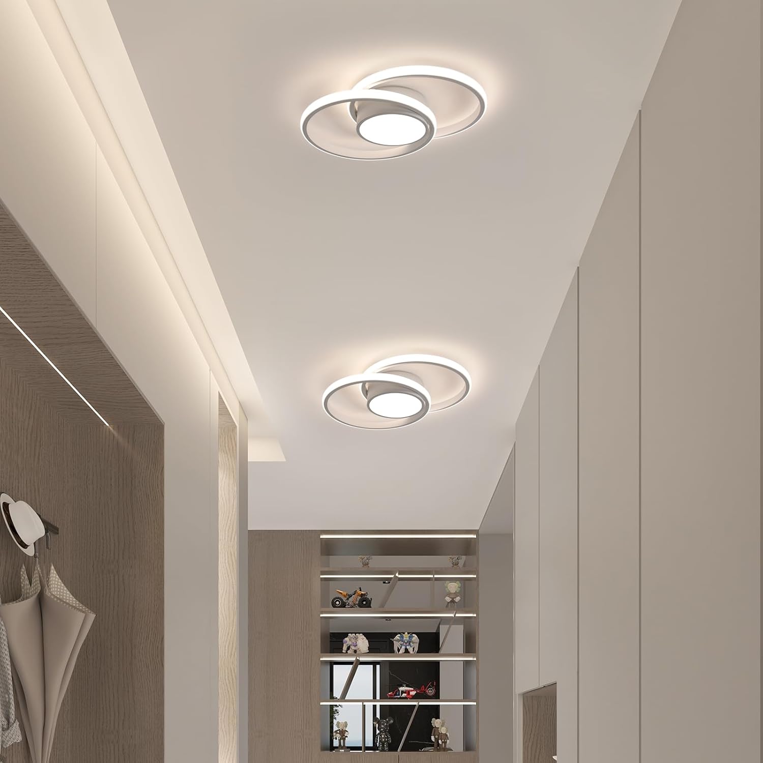 Ceiling Light - White Metal Frame, Natural Light
