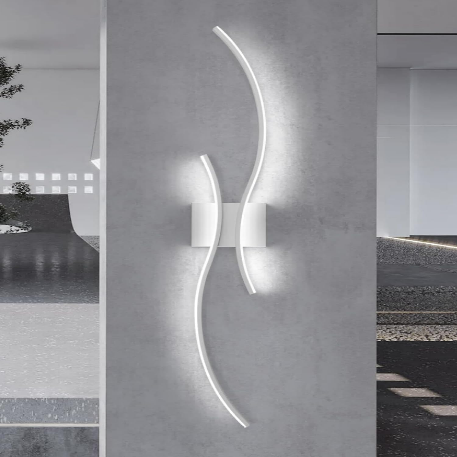 Wall Light - White Aluminium Frame, White Light