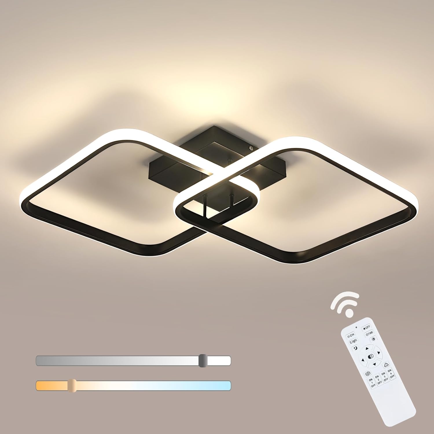 Ceiling Light - Black Aluminium Frame, Tunable and Dimmable