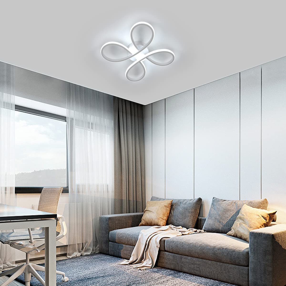 Deckenleuchte - Weißer Aluminiumrahmen, Weißes Licht