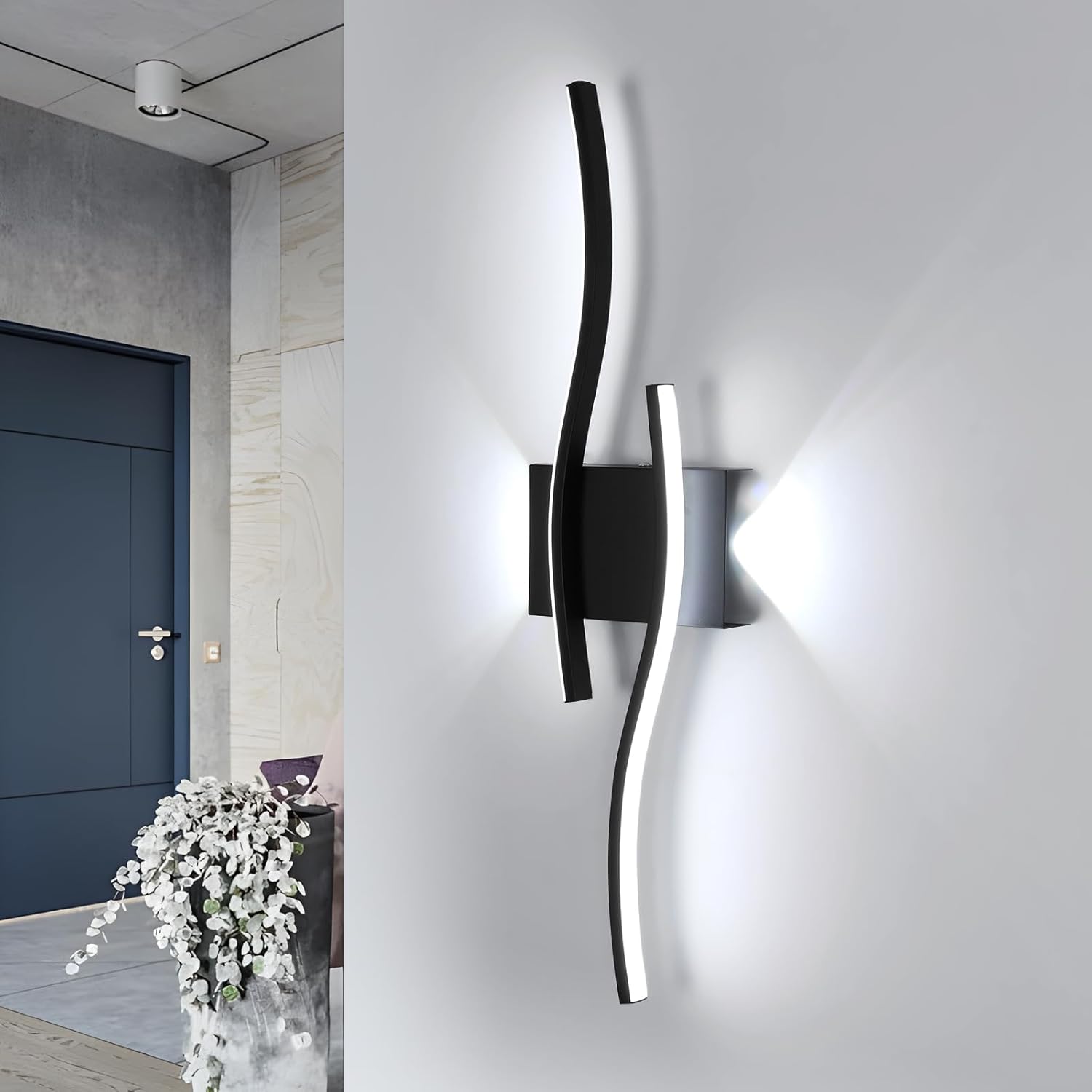 Wall Light - Black Aluminium Frame, White Light
