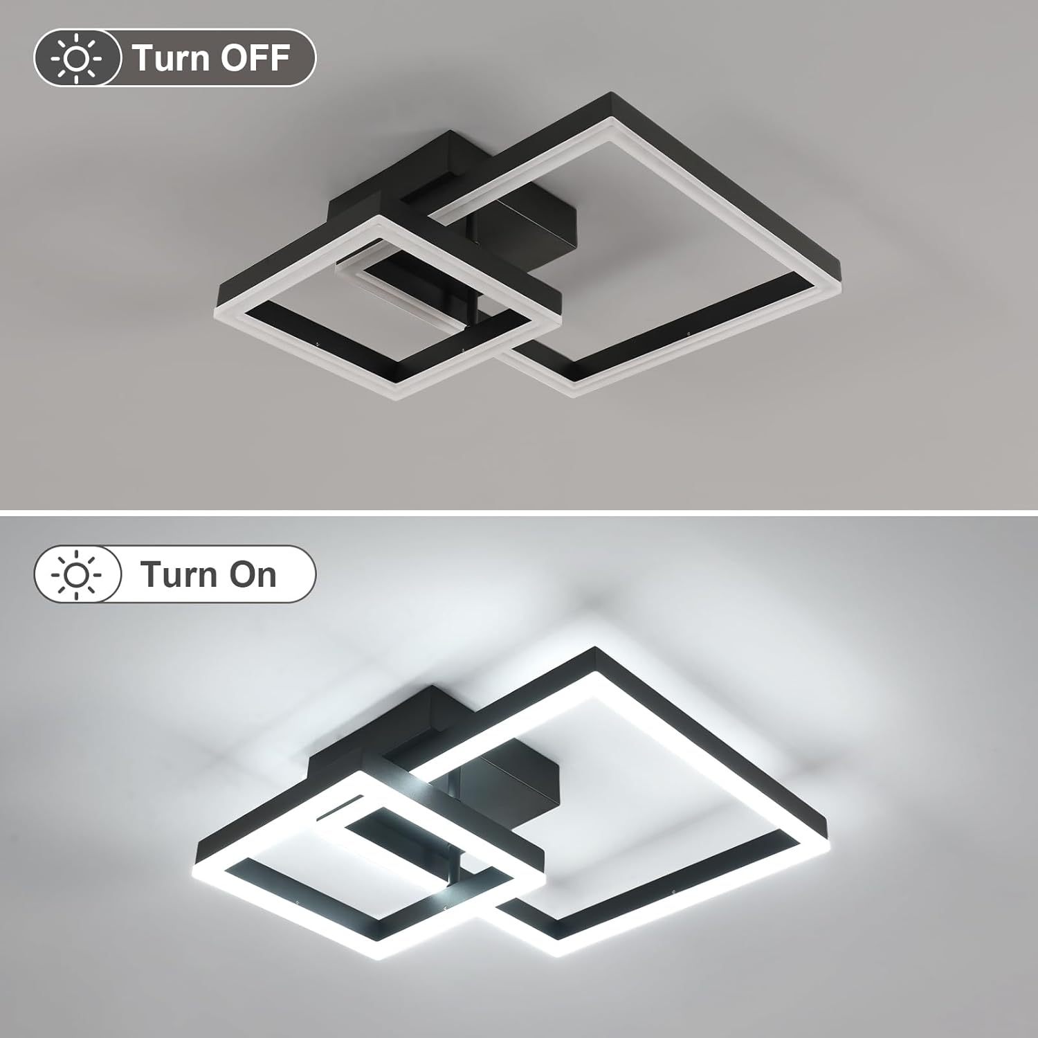 Ceiling Light - Black Acrylic Frame, White Light