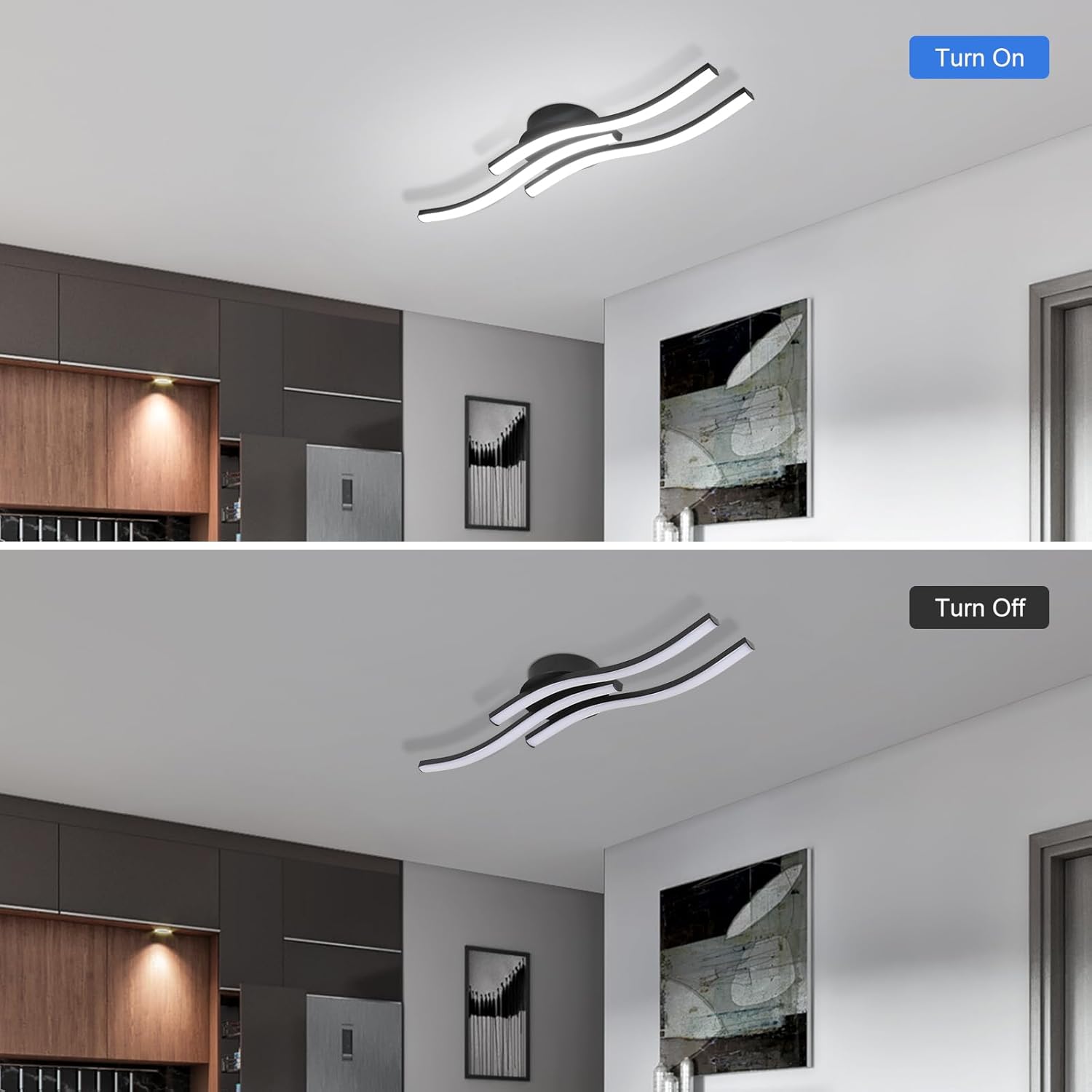 Ceiling Light - Black Aluminium Frame, White Light