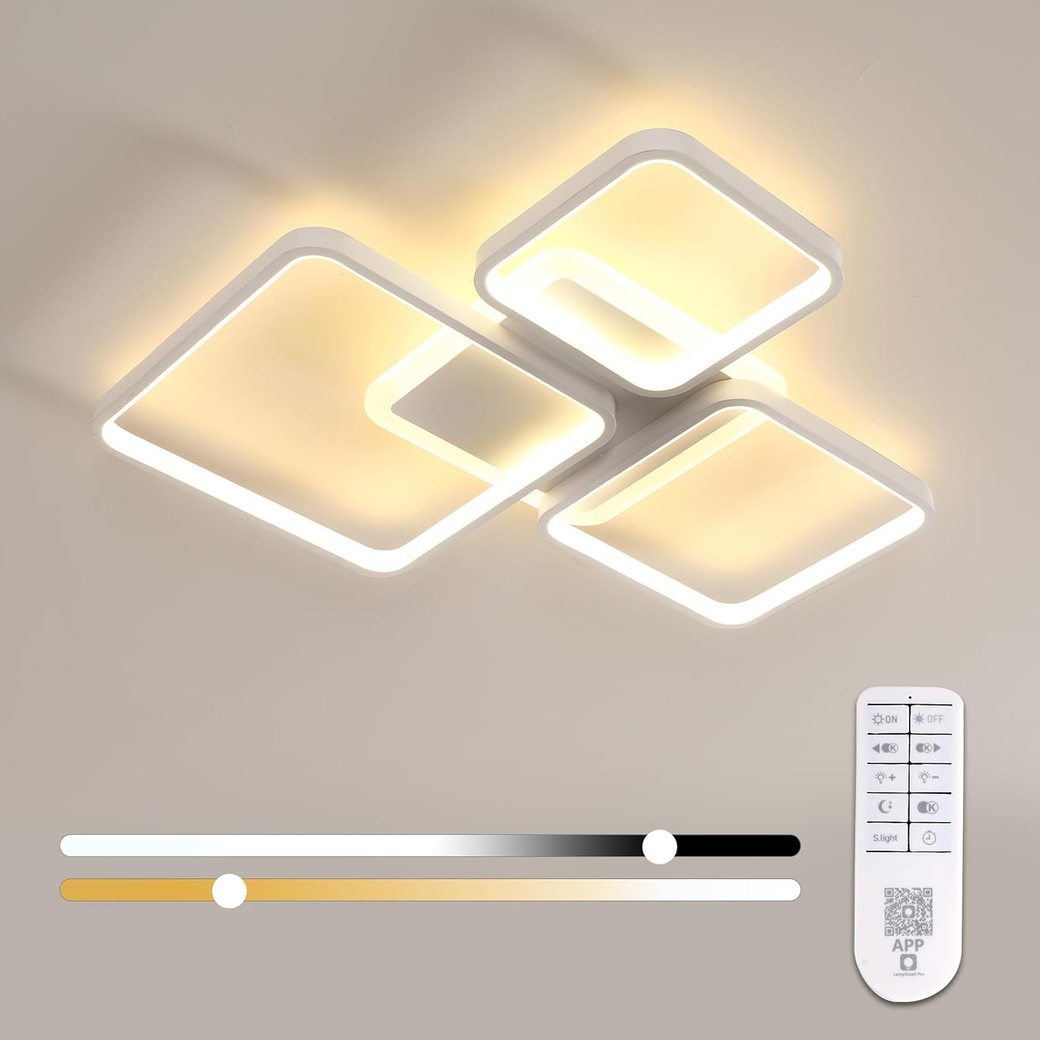 Ceiling Light - White Acrylic Frame, Tunable and Dimmable