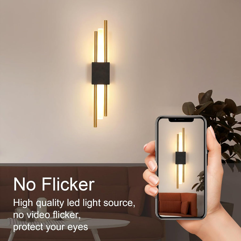 Wall Light - Black & Gold Acrylic Frame, Warm Light