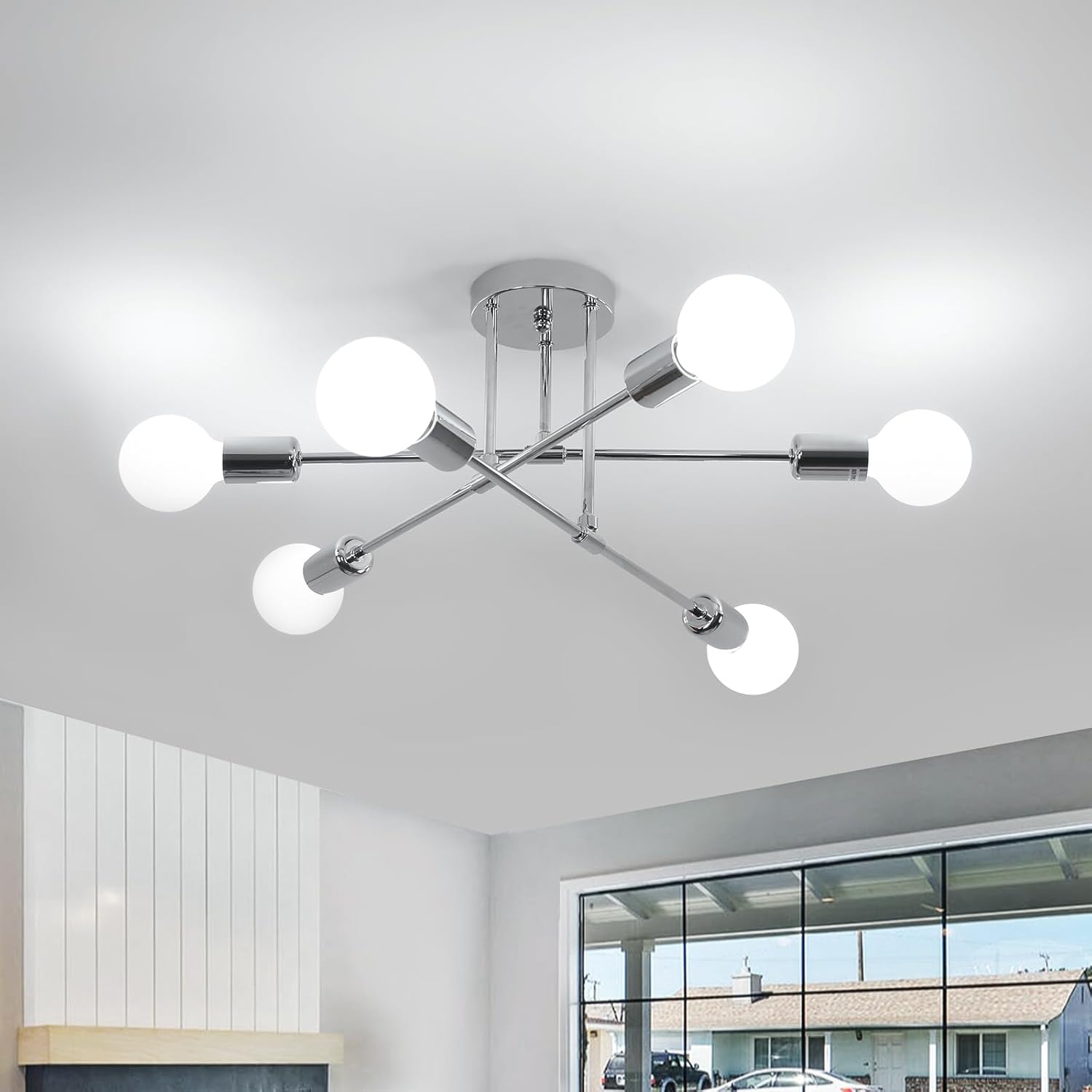 Ceiling Light - Chrome Metal Frame