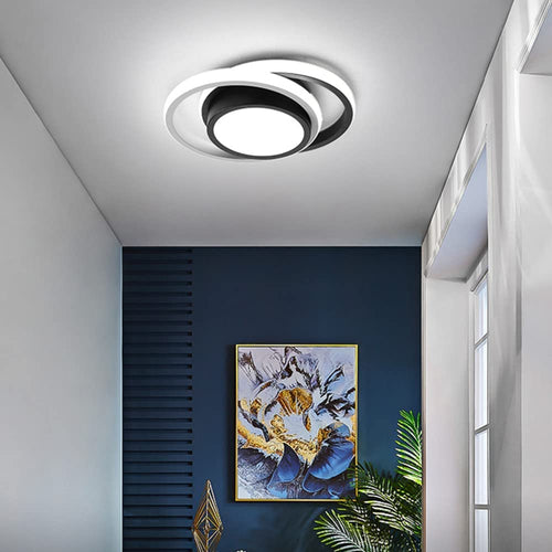 Comely Plafonnier LED, Rond Lampe de Plafond 32W, Moderne Luminaire Plafonnier pour Couloir Coucher Salle de Bains Cuisine Salon, Blanc Froid 6500K, Longueur 28cm, Nero