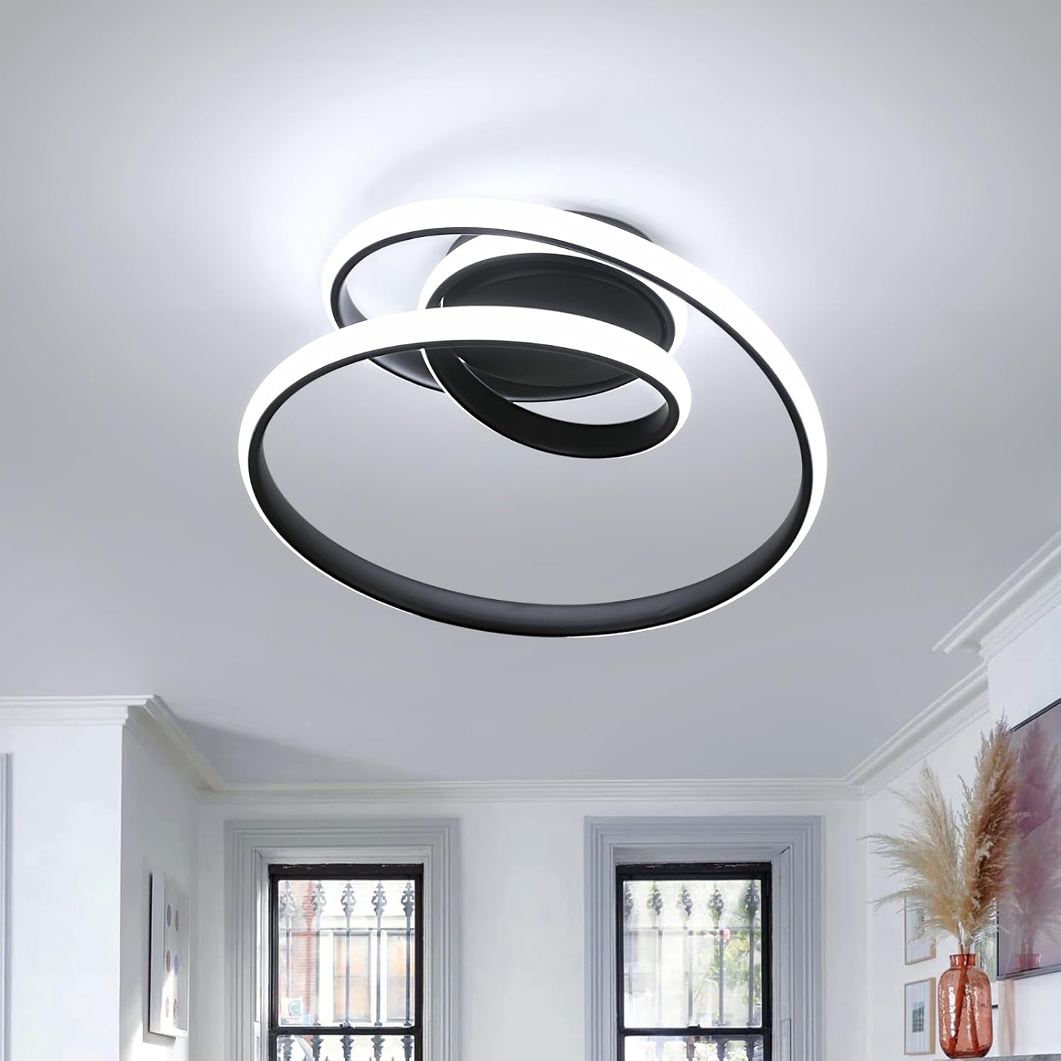 Ceiling Light - Black Aluminium Frame, White Light