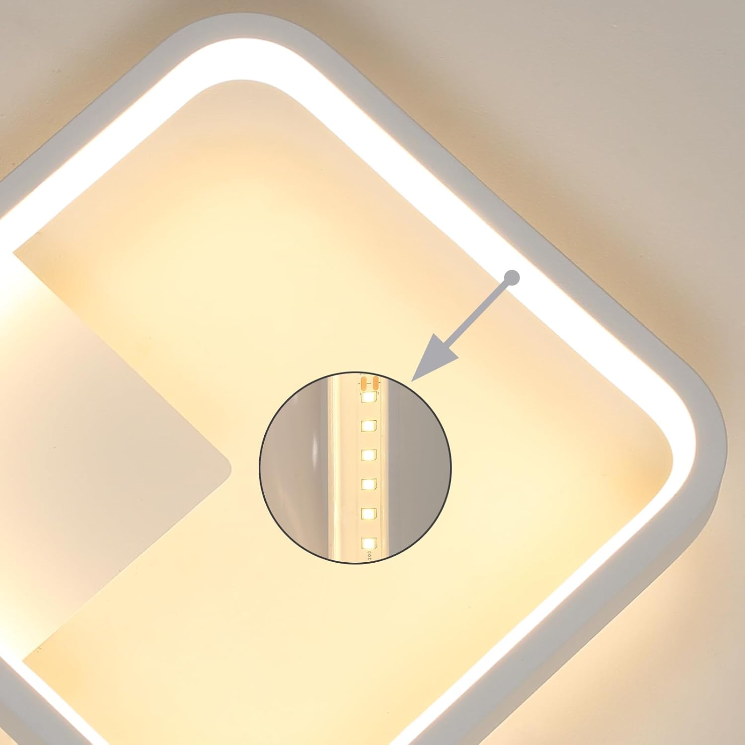 Applique da parete - Telaio in alluminio bianco, Luce calda