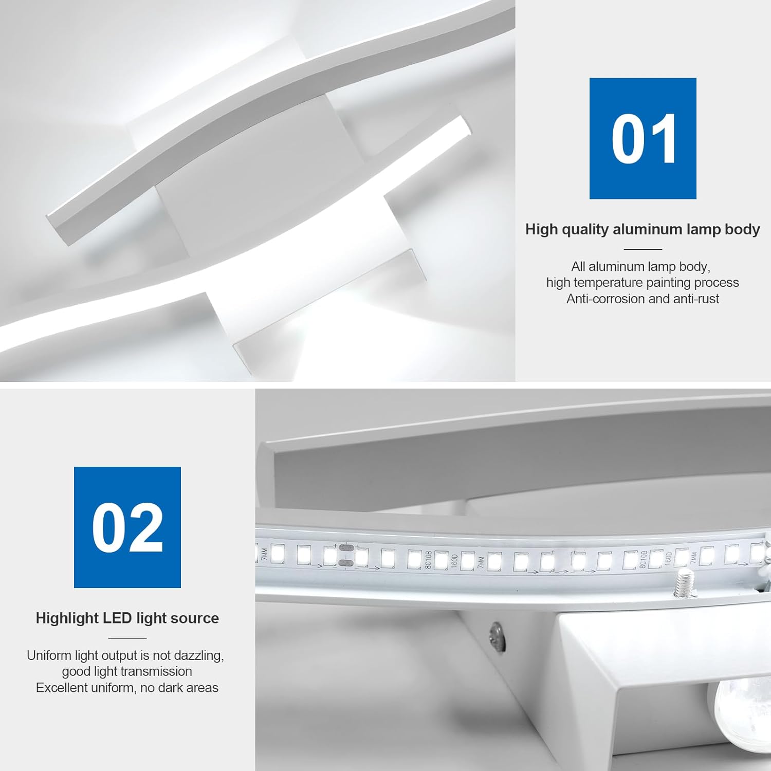 Wall Light - White Aluminium Frame, White Light