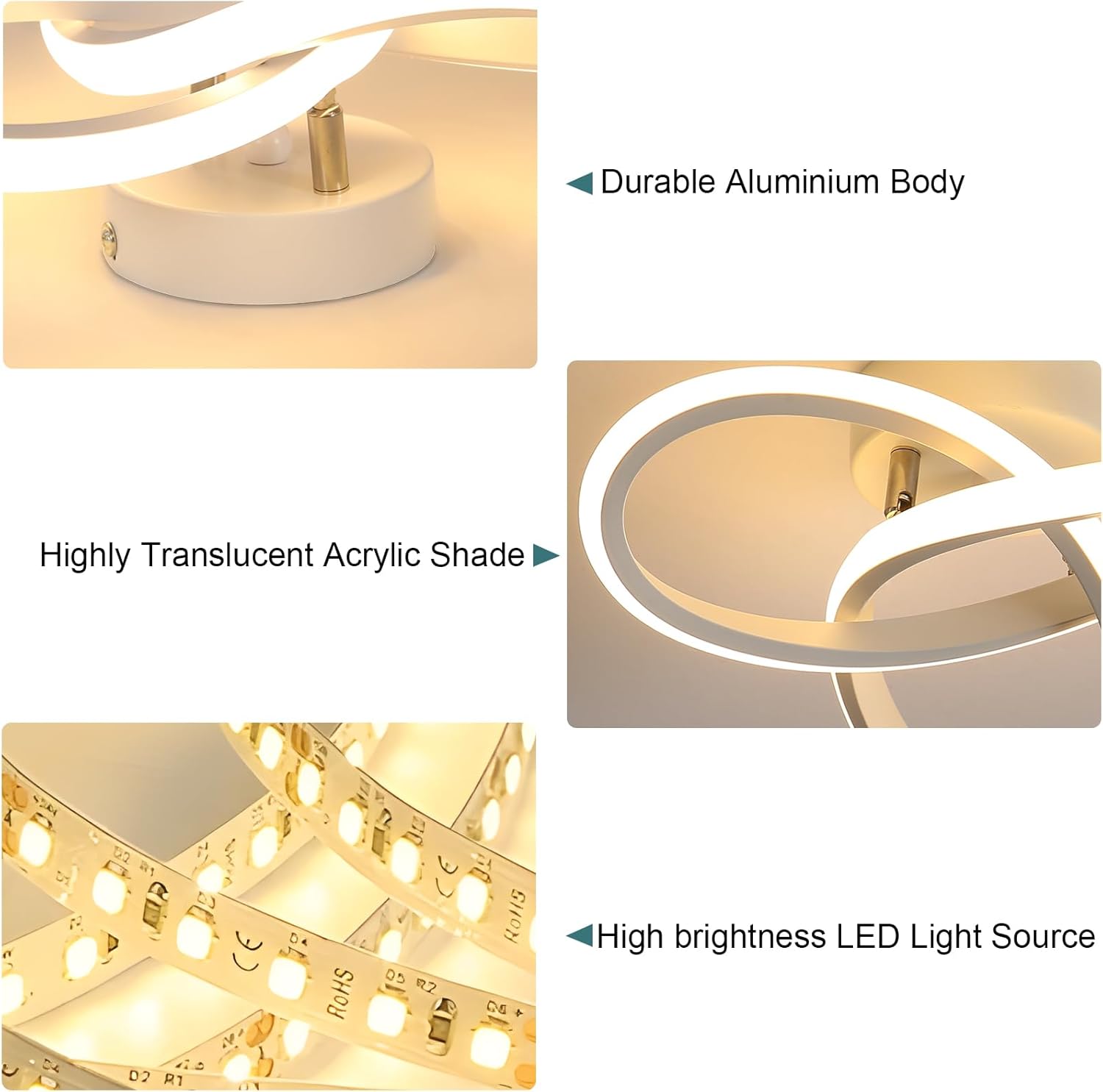 Deckenleuchte - Weißer Aluminiumrahmen, warmes Licht