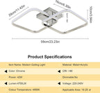 Ceiling Light - Chrome Aluminium Frame, Natural Light