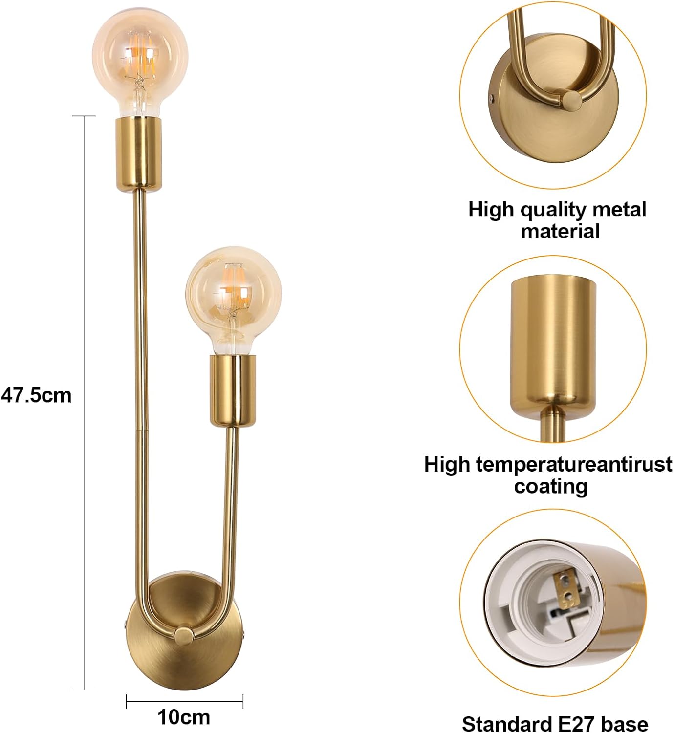 Wall Light - Gold Metal Frame