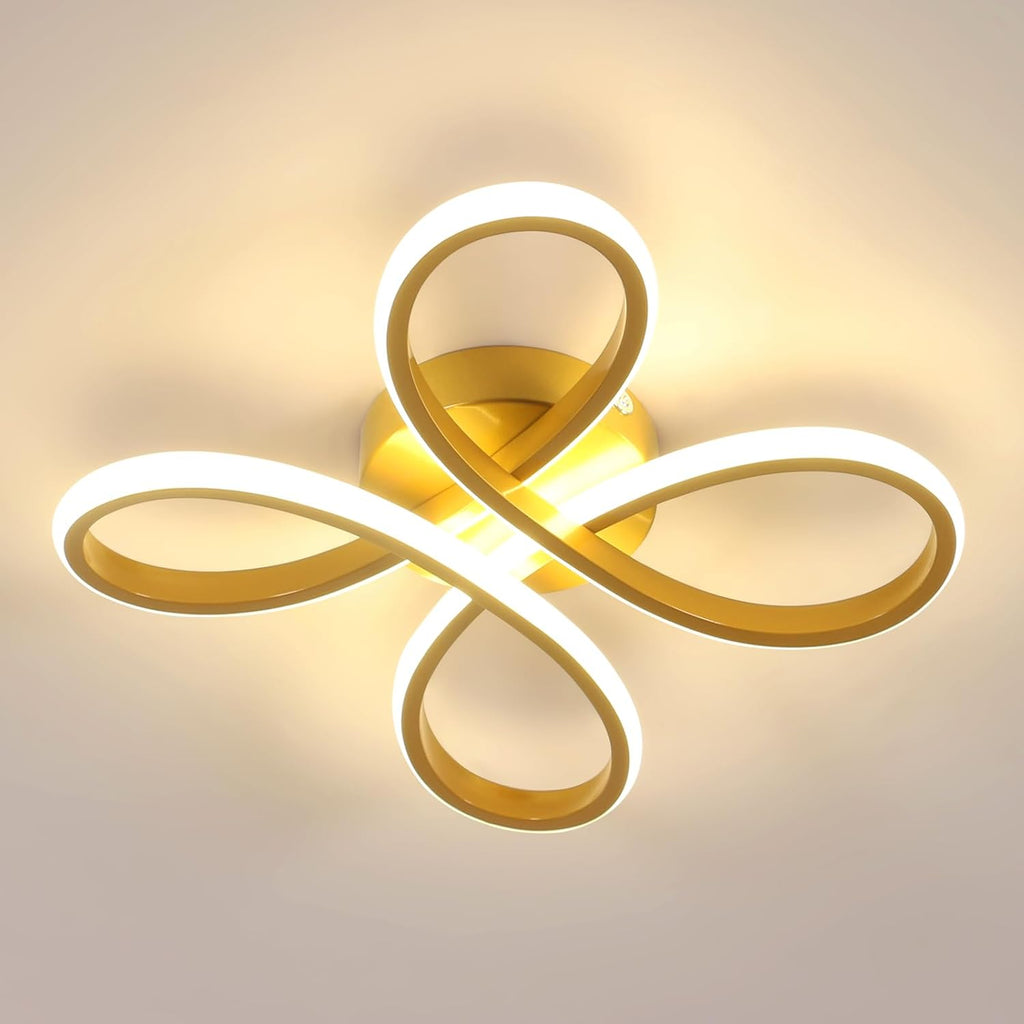 Deckenleuchte - Goldener Aluminiumrahmen, warmweißes Licht