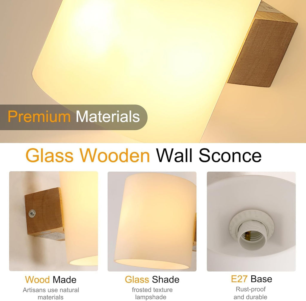 Wall Light - Wood Glass Frame, Tunable