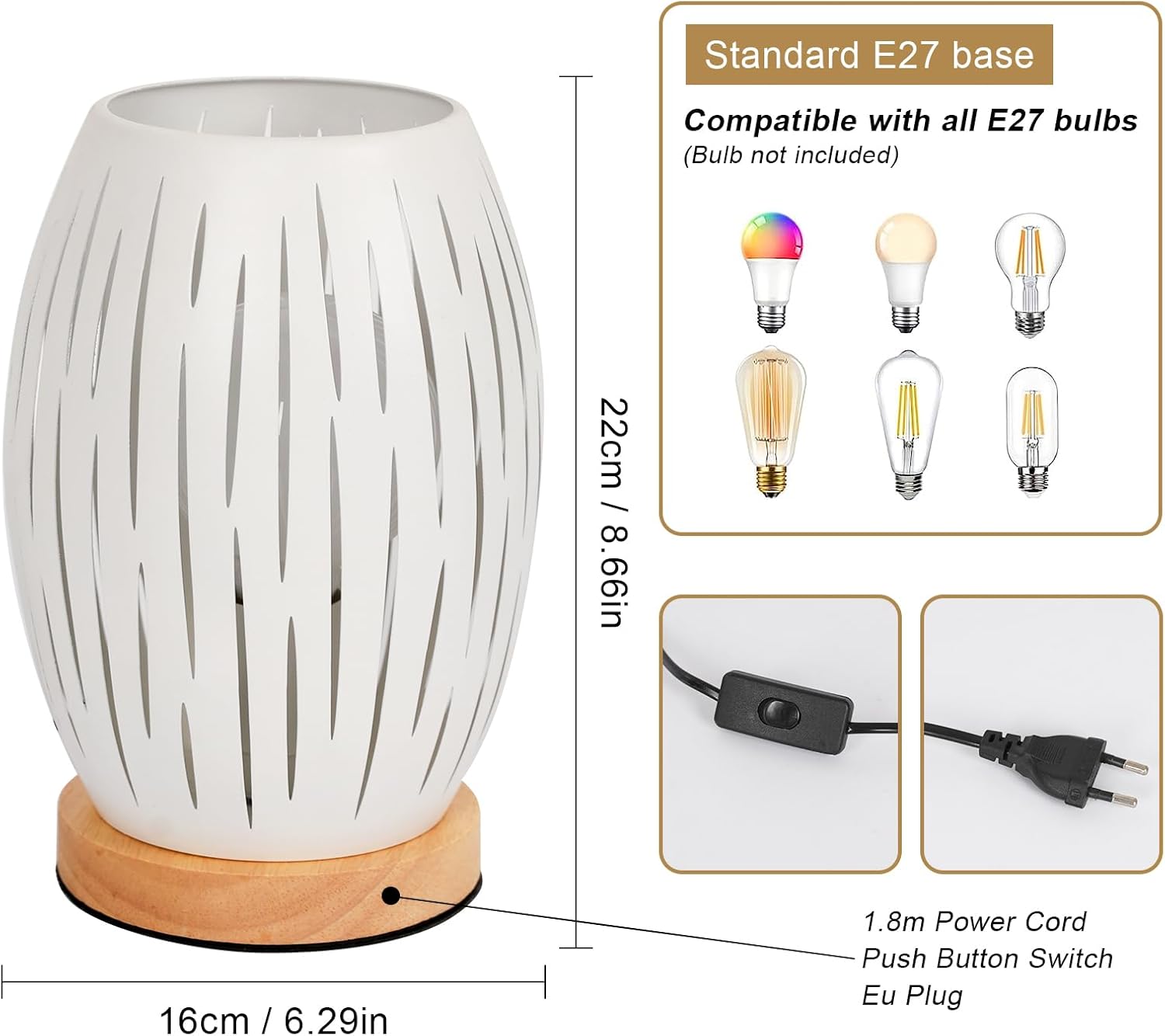 Table Lamps - White Metal Frame