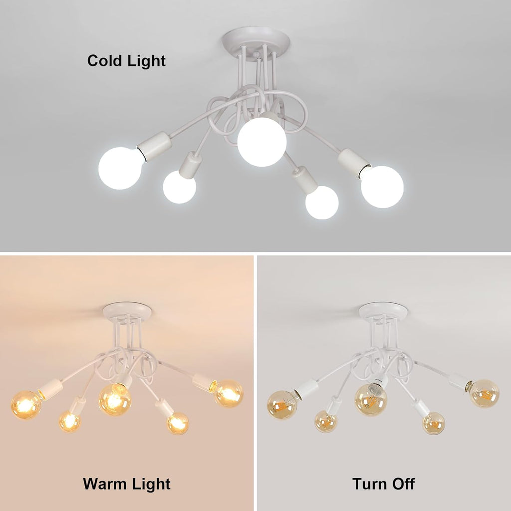 Ceiling Light - White Metal Frame