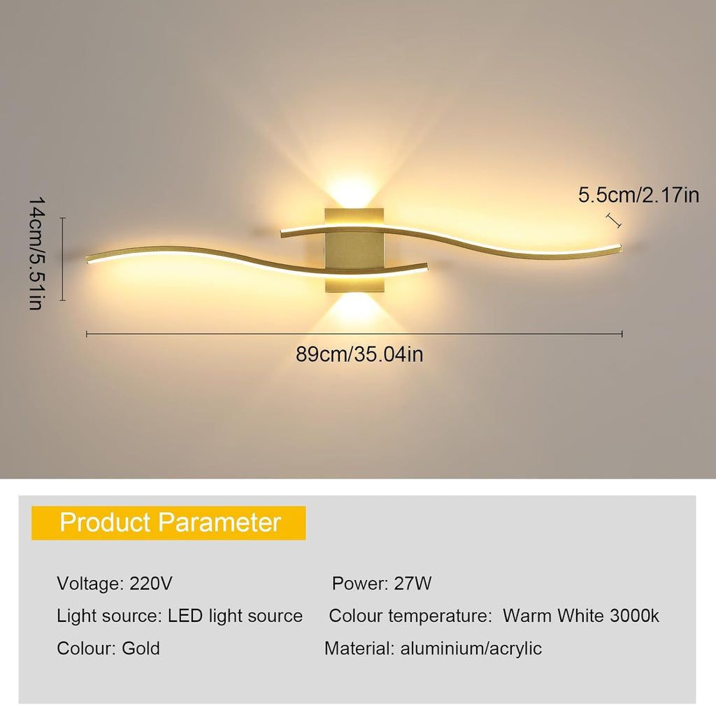 Wall Light - Gold Aluminium Frame, Warm Light