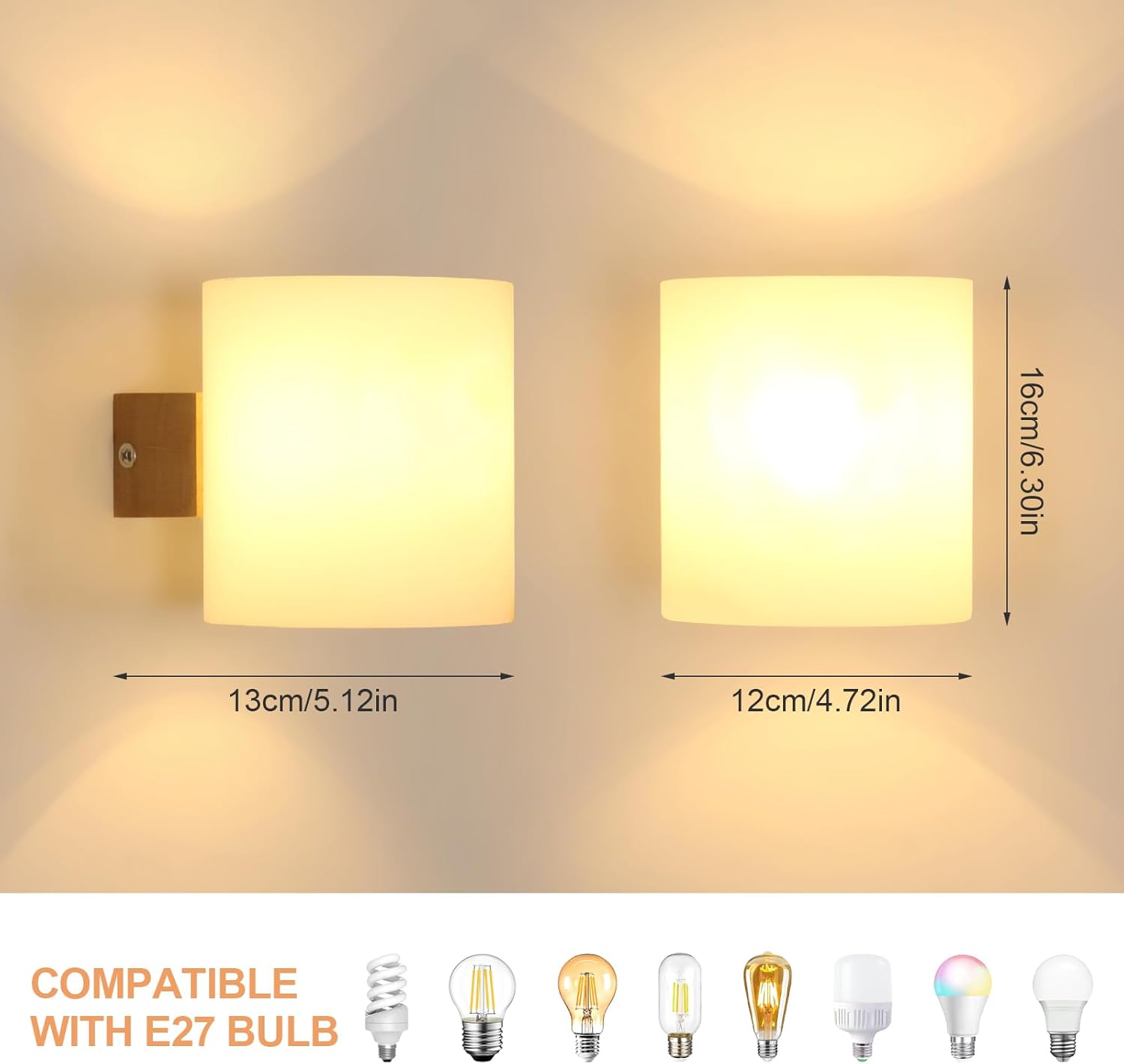 Wall Light - Wood Glass Frame, Tunable