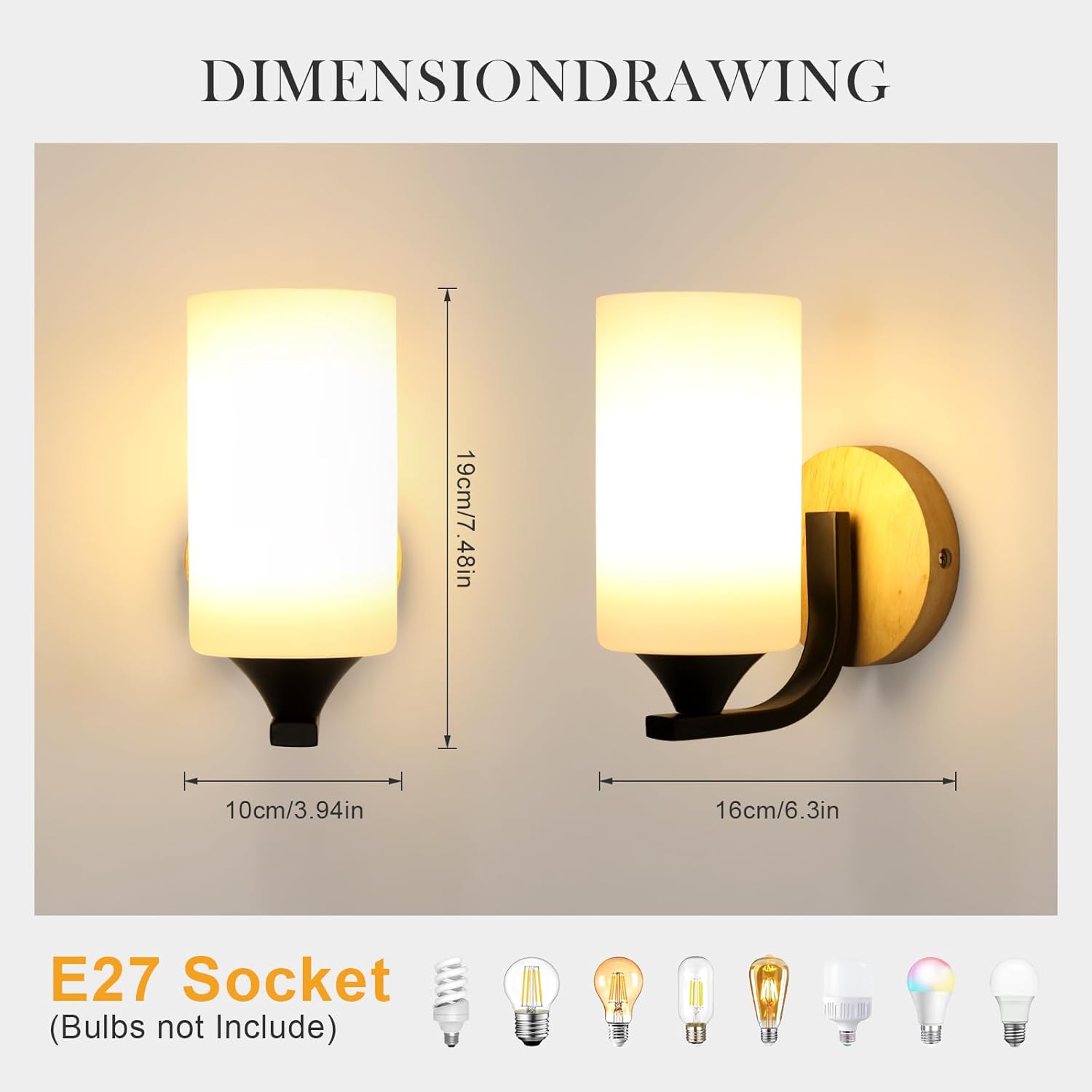 Wall Light - Wood Glass Frame