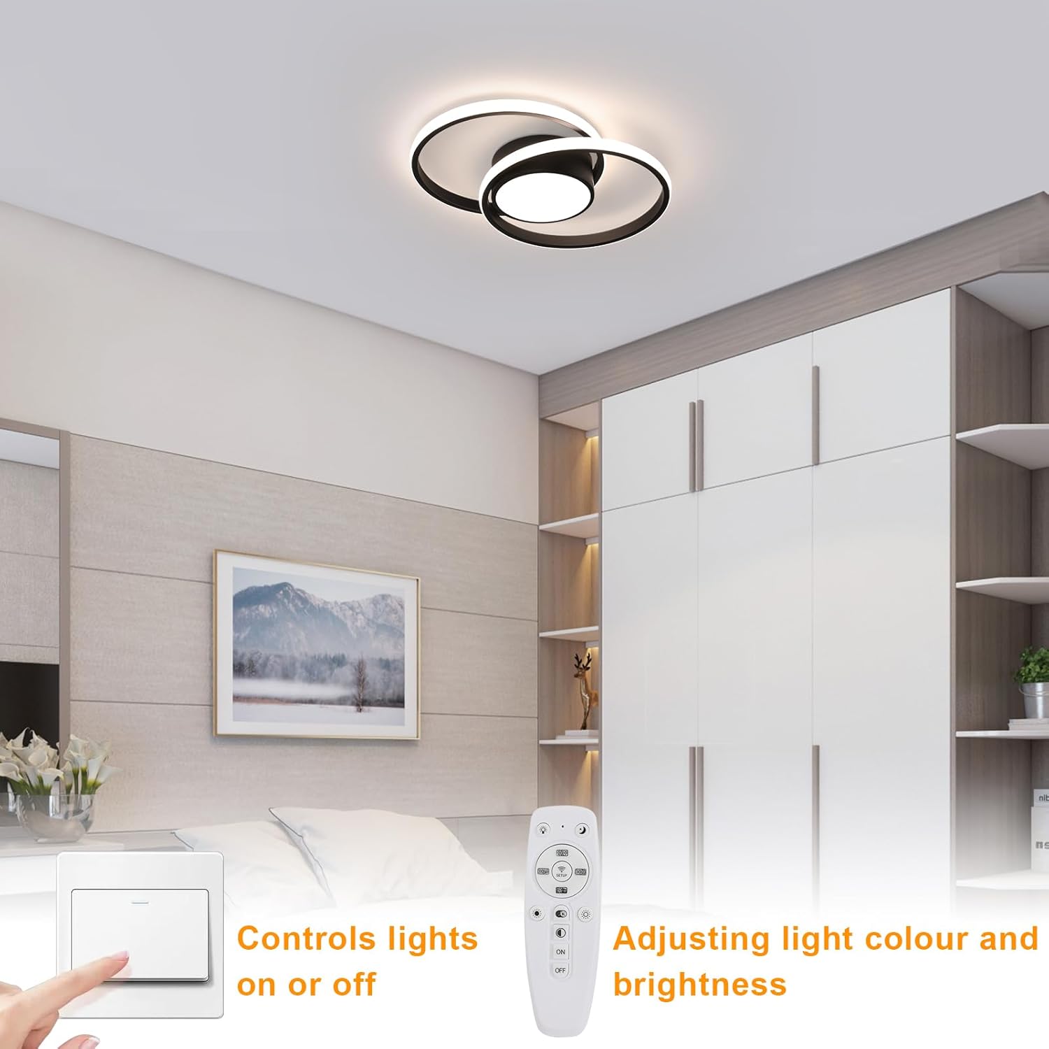 Ceiling Light - Black Metal Frame, Tunable and Dimmable